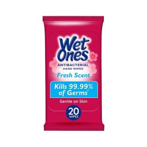 Wet Ones Antibacterial Hand Wipes Travel Pack, Fresh Scent, 20ct