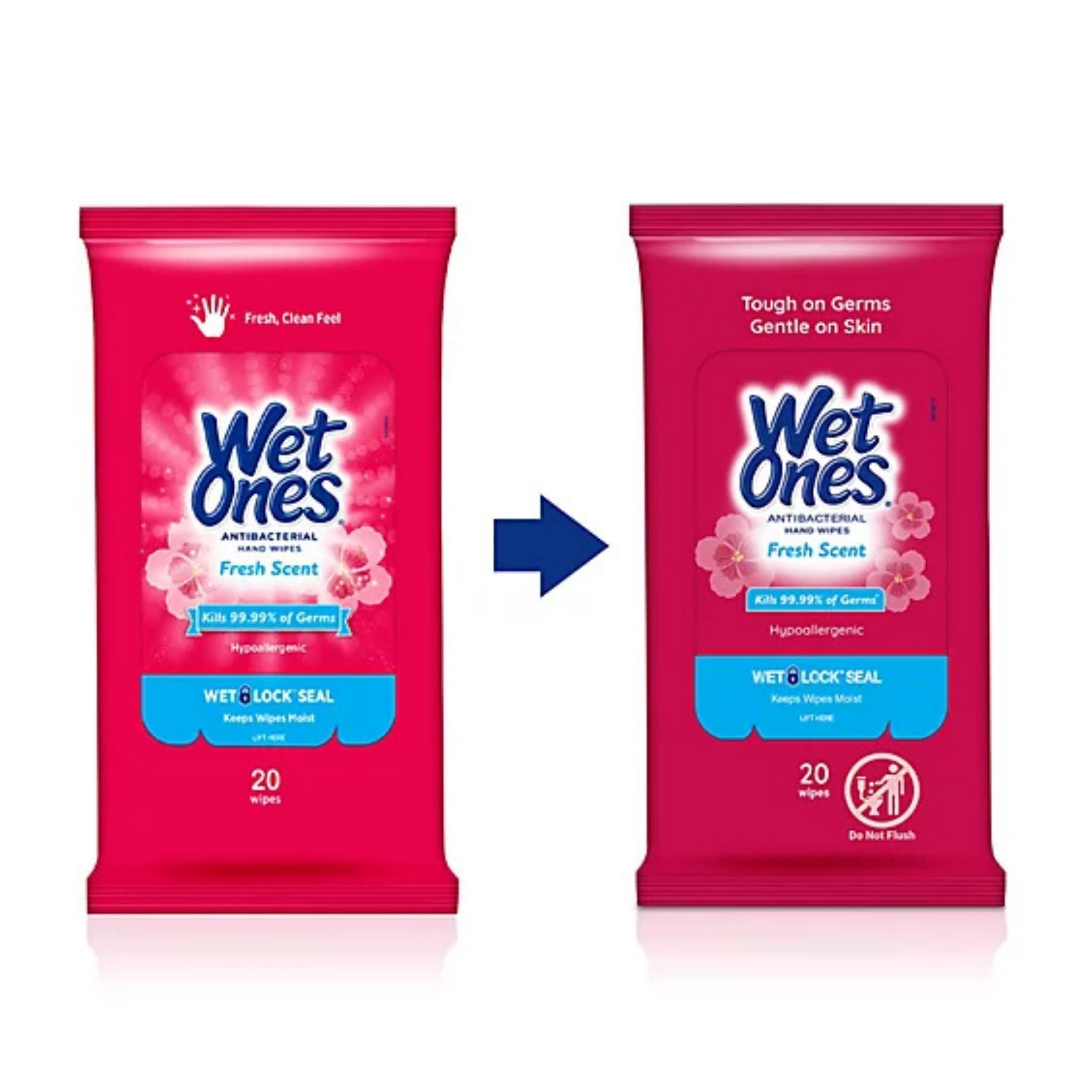 Wet Ones Antibacterial Hand Wipes Travel Pack, Fresh Scent, 20ct