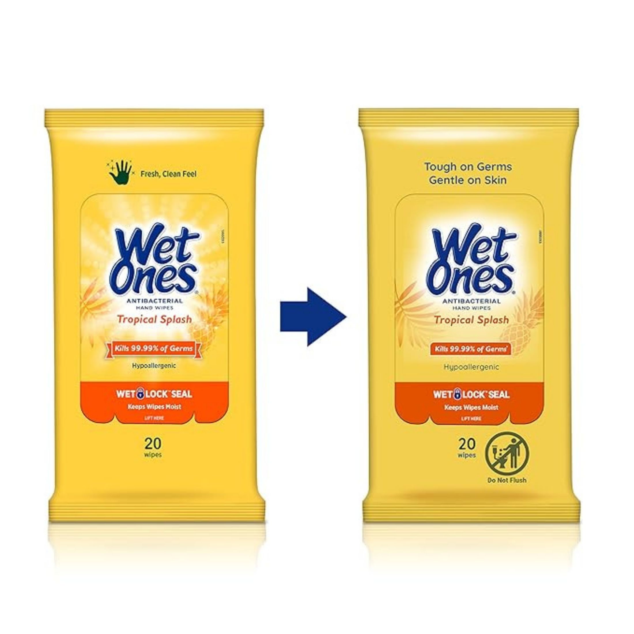 Wet Ones Antibacterial Hand Wipes Travel Pack - Tropical Splash - 20ct