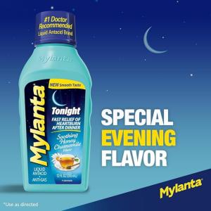Mylanta Tonight Soothing Honey Chamomile Flavor Liquid Antacid + Anti Gas 12 Fl Oz