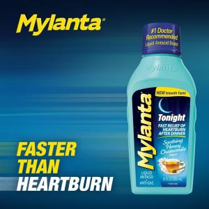 Mylanta Tonight Soothing Honey Chamomile Flavor Liquid Antacid + Anti Gas 12 Fl Oz