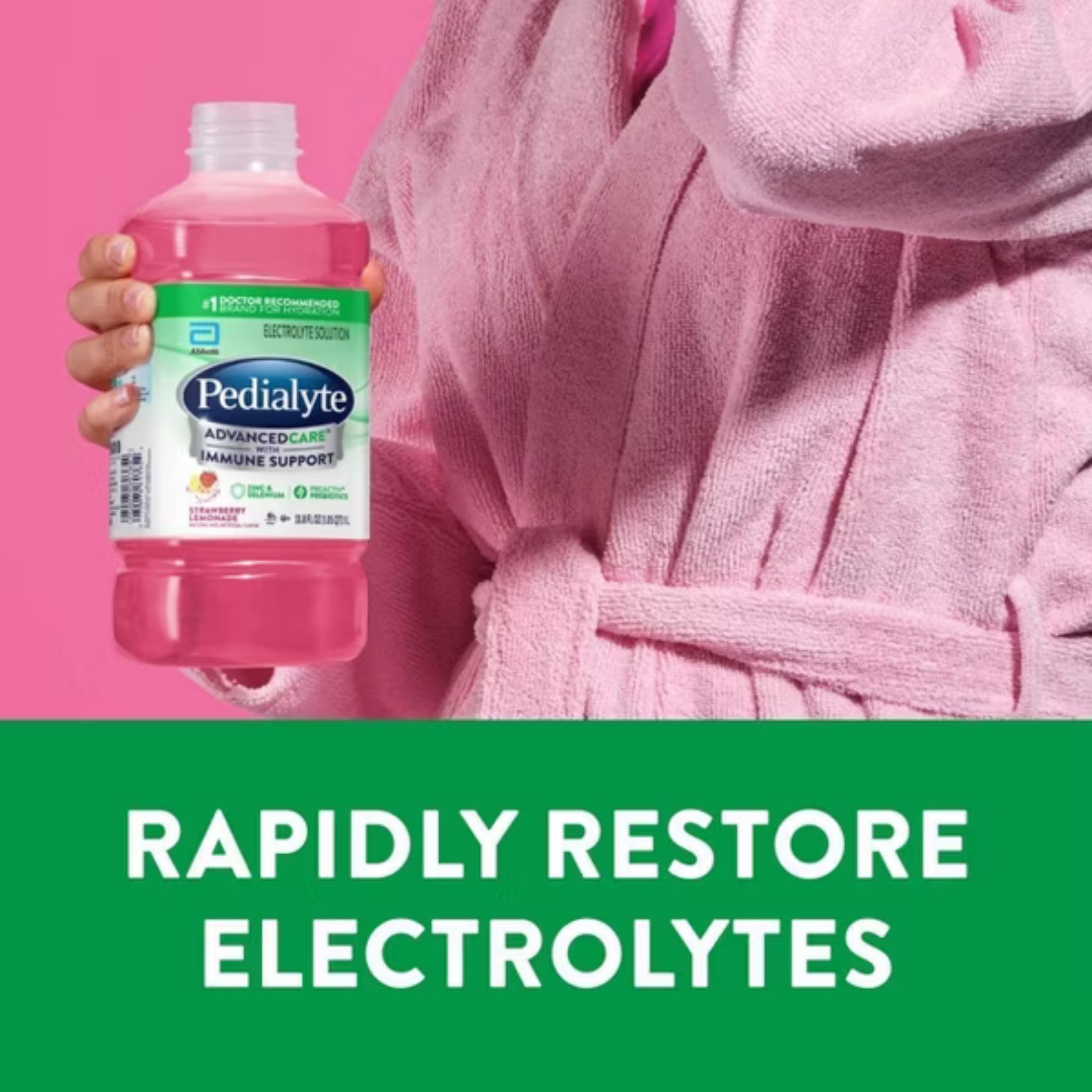 Pedialyte Strawberry Lemonade Electrolyte Solution 33.8 Fl Oz Bottle