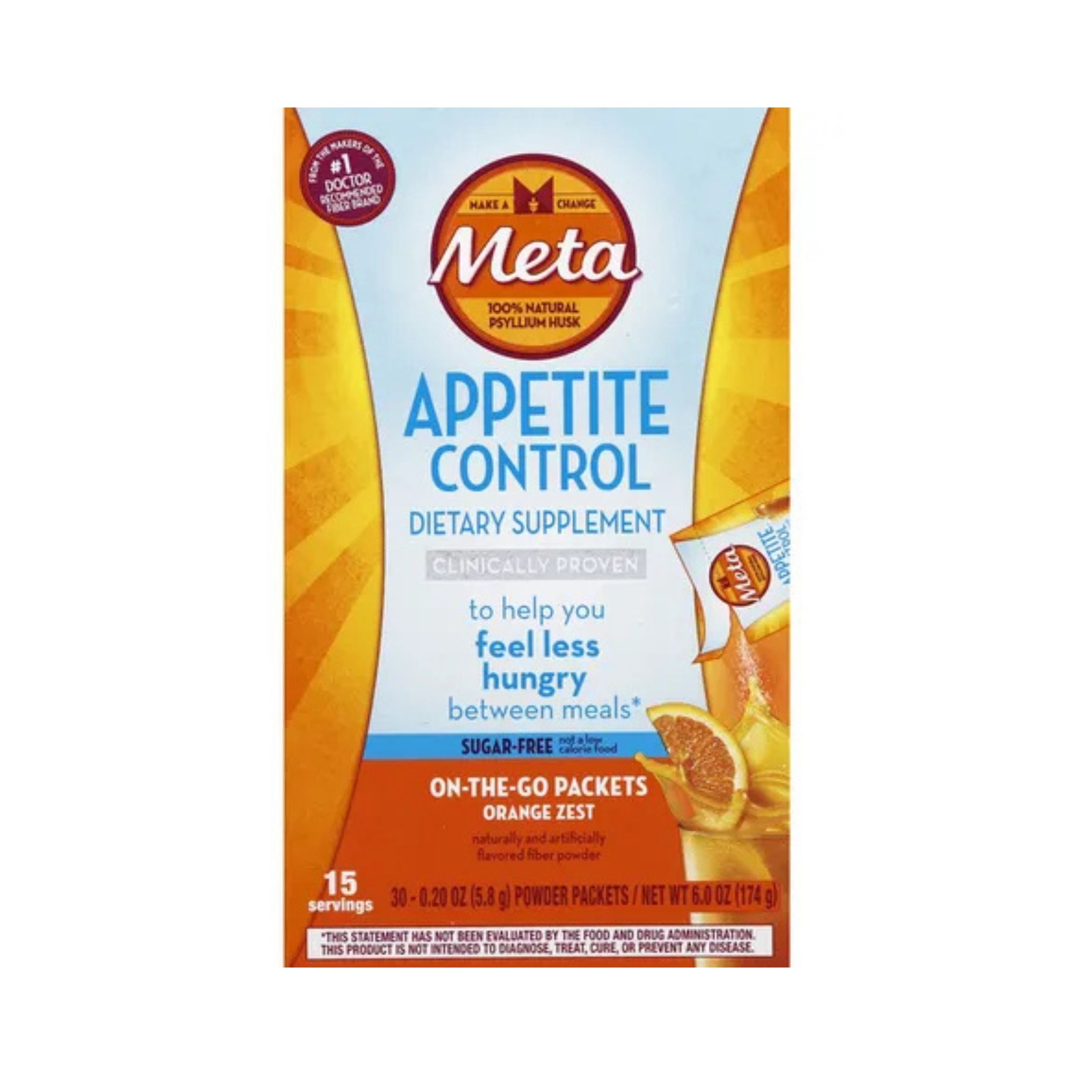 Meta Appetite Control, Orange Zest, Fiber Powder 23.3 Oz