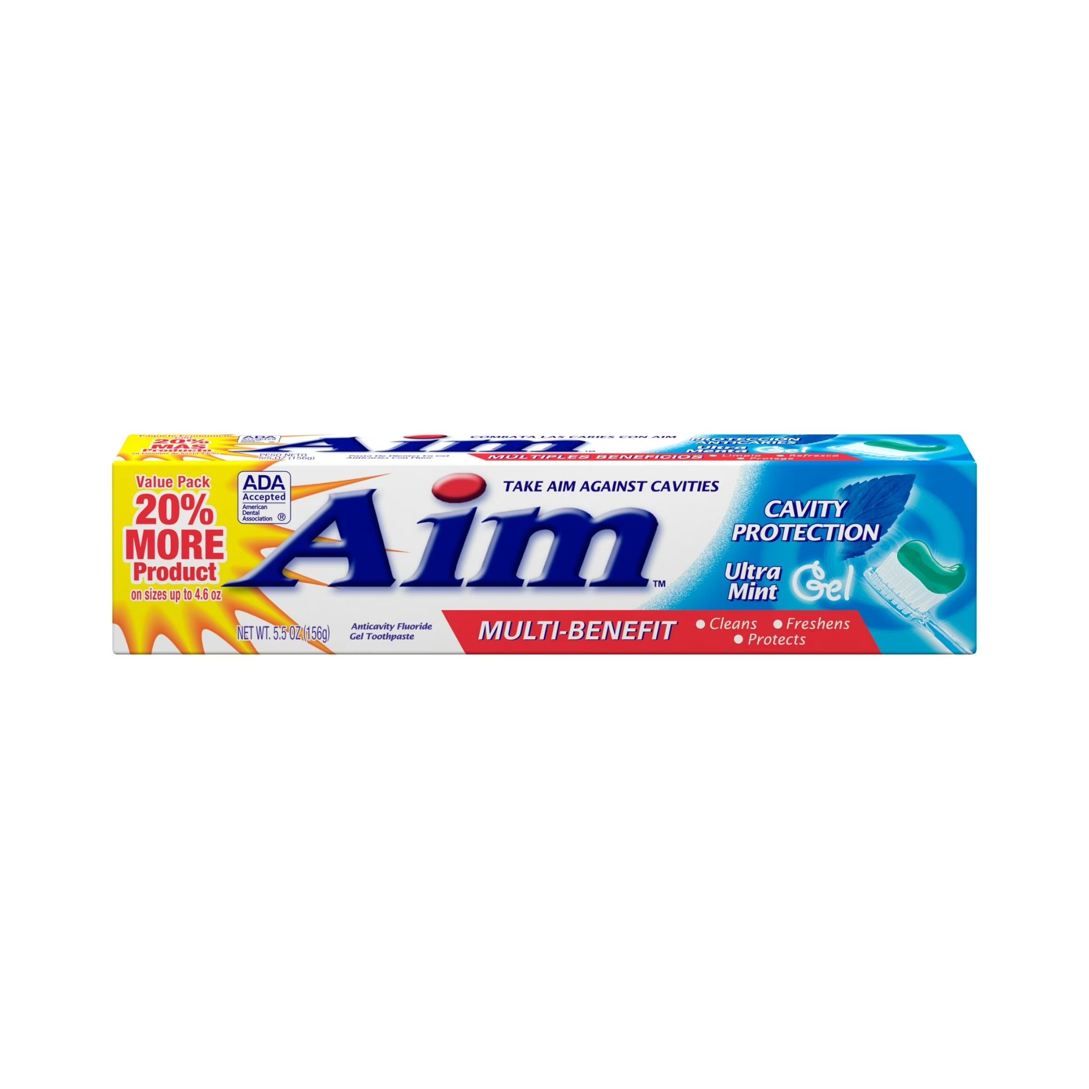 Aim Gel Toothpaste, Anticavity Fluoride, Ultra Mint, Value Pack