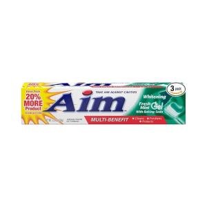 AIM Whitening Anticavity Fluoride Fresh Mint With Baking Soda Gel Toothpaste 5.5 Oz
