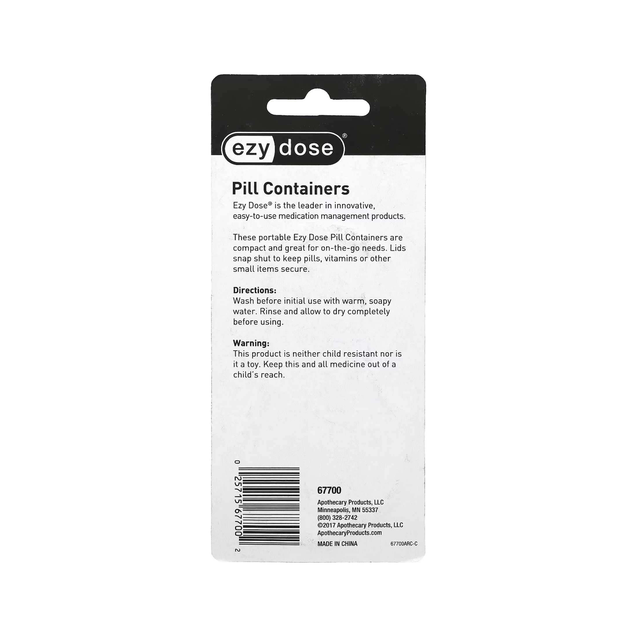 Ezy Dose Daily Round Portable Pill Containers, 67700