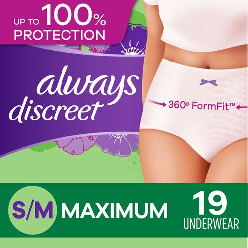 Procter & Gamble USA Absorbent Underwear Always Discreet Pull On S/M Disposable Heavy Absorbency
