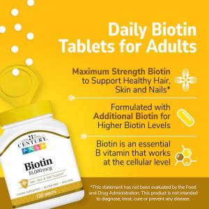 21st Century Biotin, Ultra Potency, 10,000 Mcg, Tablets