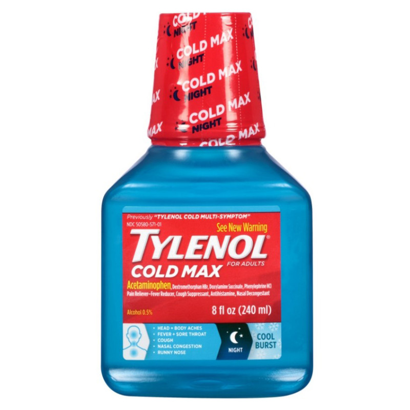 Tylenol Cold Max Night Cool Burst Liquid 8.00 Fl Oz