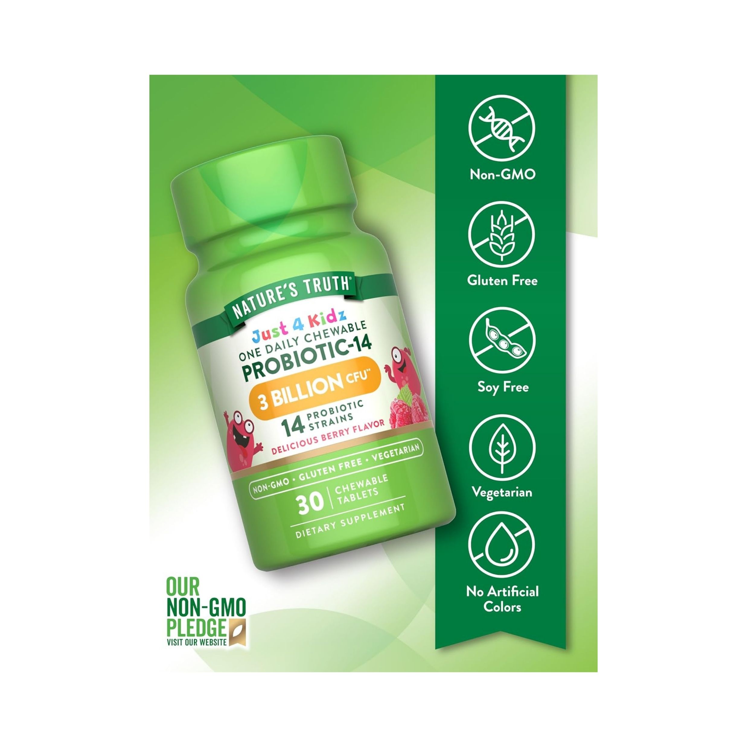Nature's Truth Probiotic 14, Just 4 Kidz, Chewable Tablets, Natural Berry Flavor