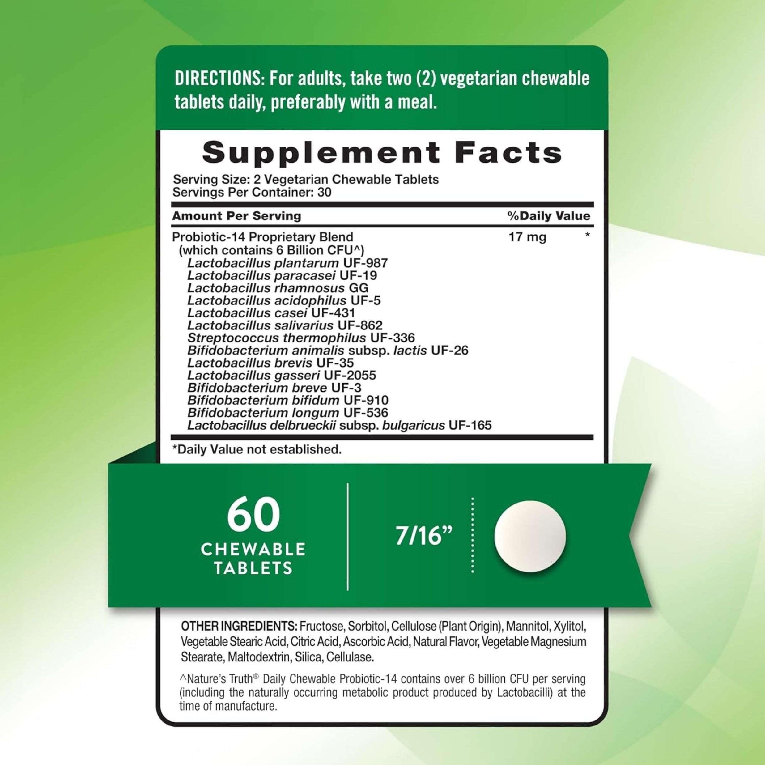 Nature's Truth Probiotic Chewable 6 Billion Natural Berry