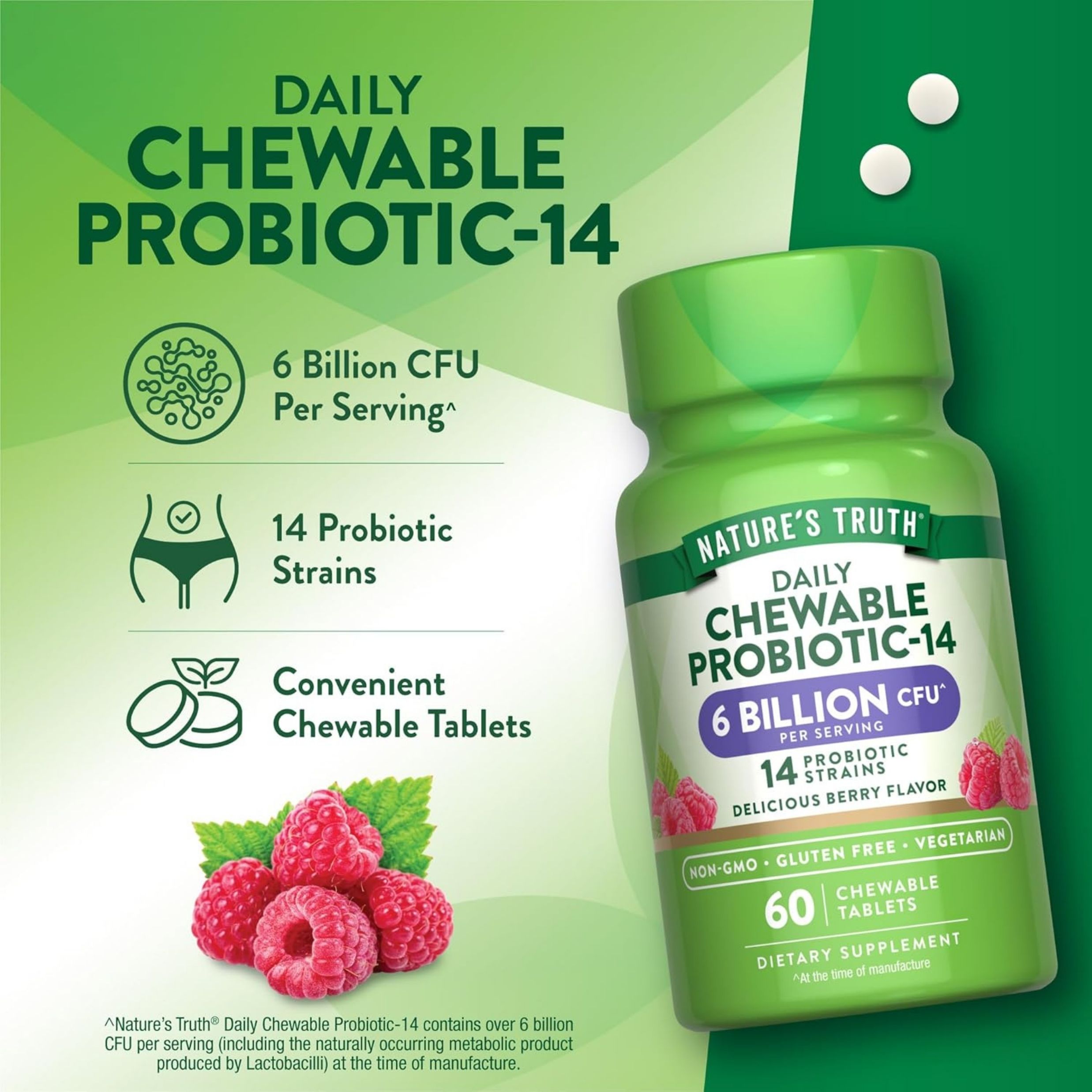 Nature's Truth Probiotic Chewable 6 Billion Natural Berry