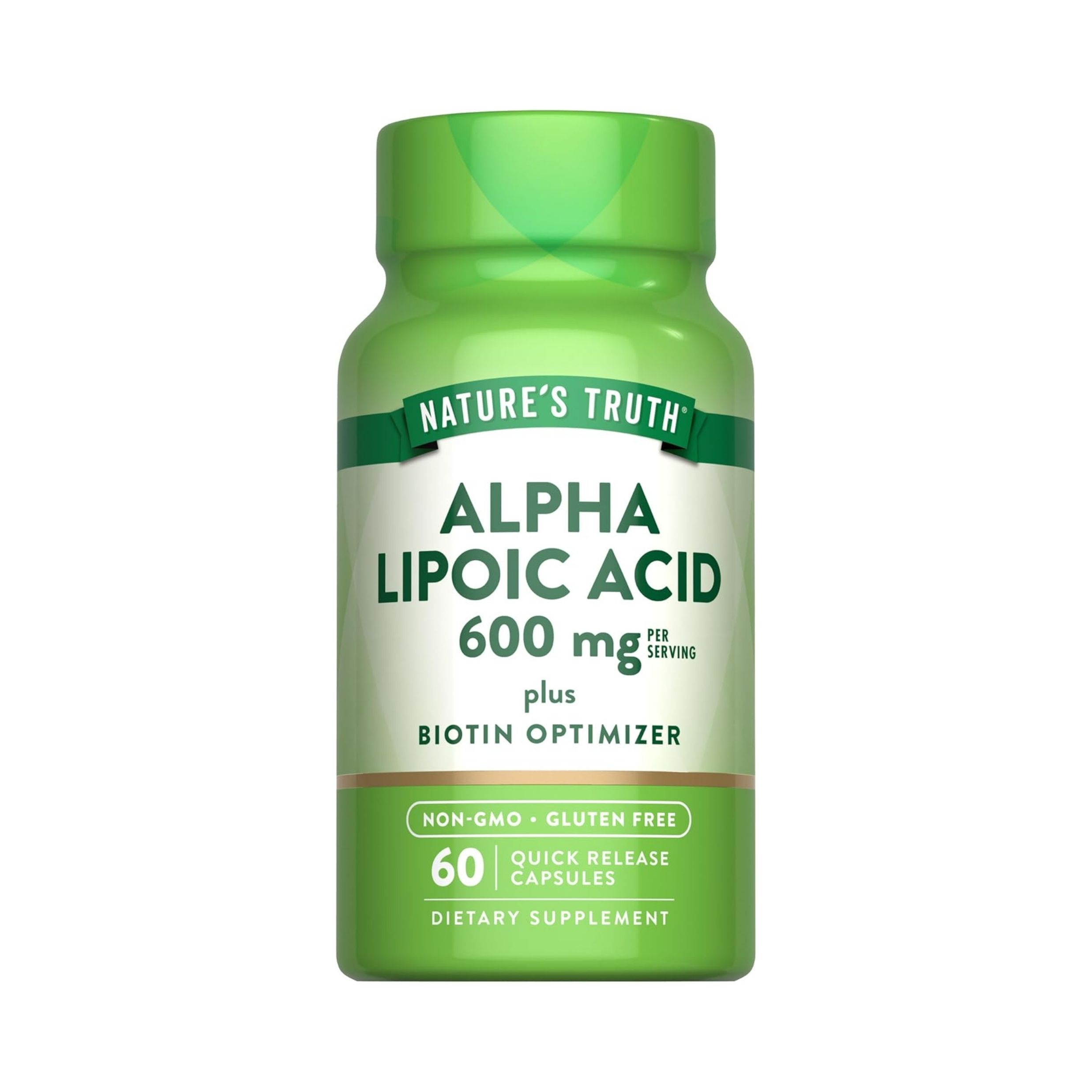 Nature's Truth Alpha Lipoic Acid, Plus Biotin Optimizer, 600 Mg, Quick Release Capsules
