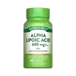 Nature's Truth Alpha Lipoic Acid, Plus Biotin Optimizer, 600 Mg, Quick Release Capsules
