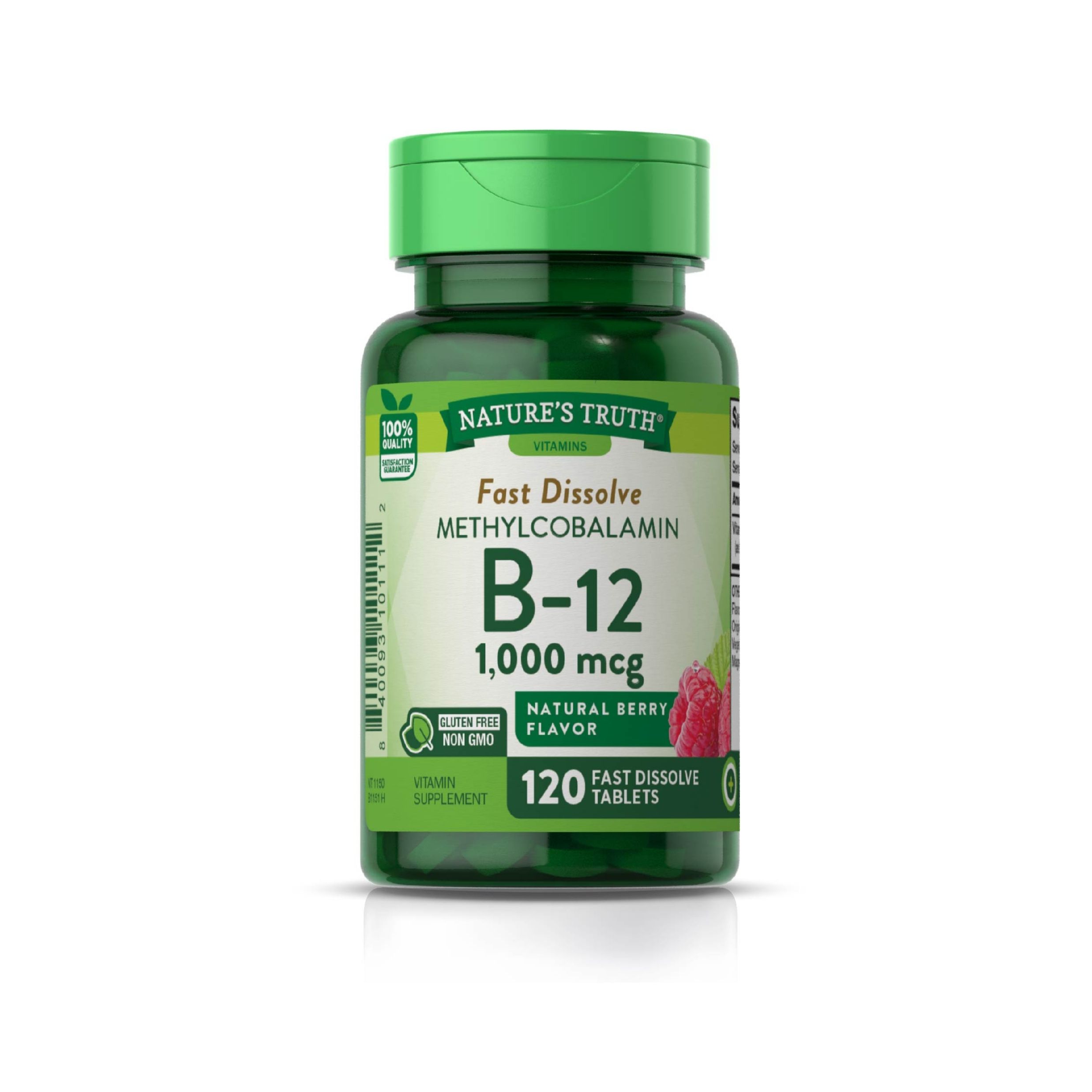 Nature's Truth Vitamin B-12, Sublingual, 1000 Mcg, Fast Dissolve Tabs, Natural Berry Flavor