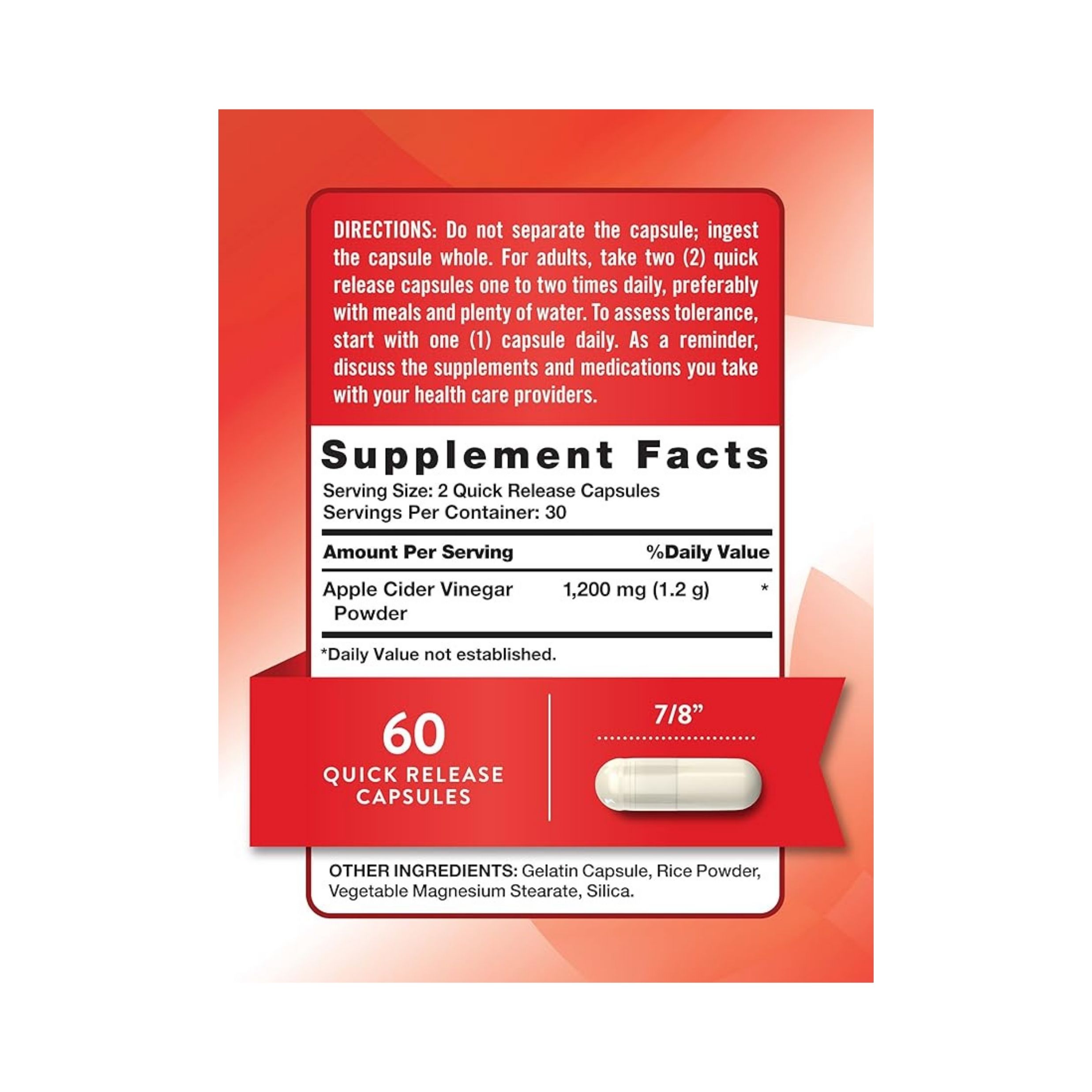 Nature's Truth Apple Cider Vinegar, Triple Strength, 1200 Mg, Quick Release Capsules