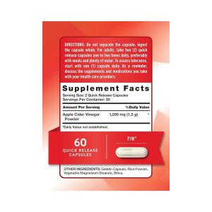 Nature's Truth Apple Cider Vinegar, Triple Strength, 1200 Mg, Quick Release Capsules