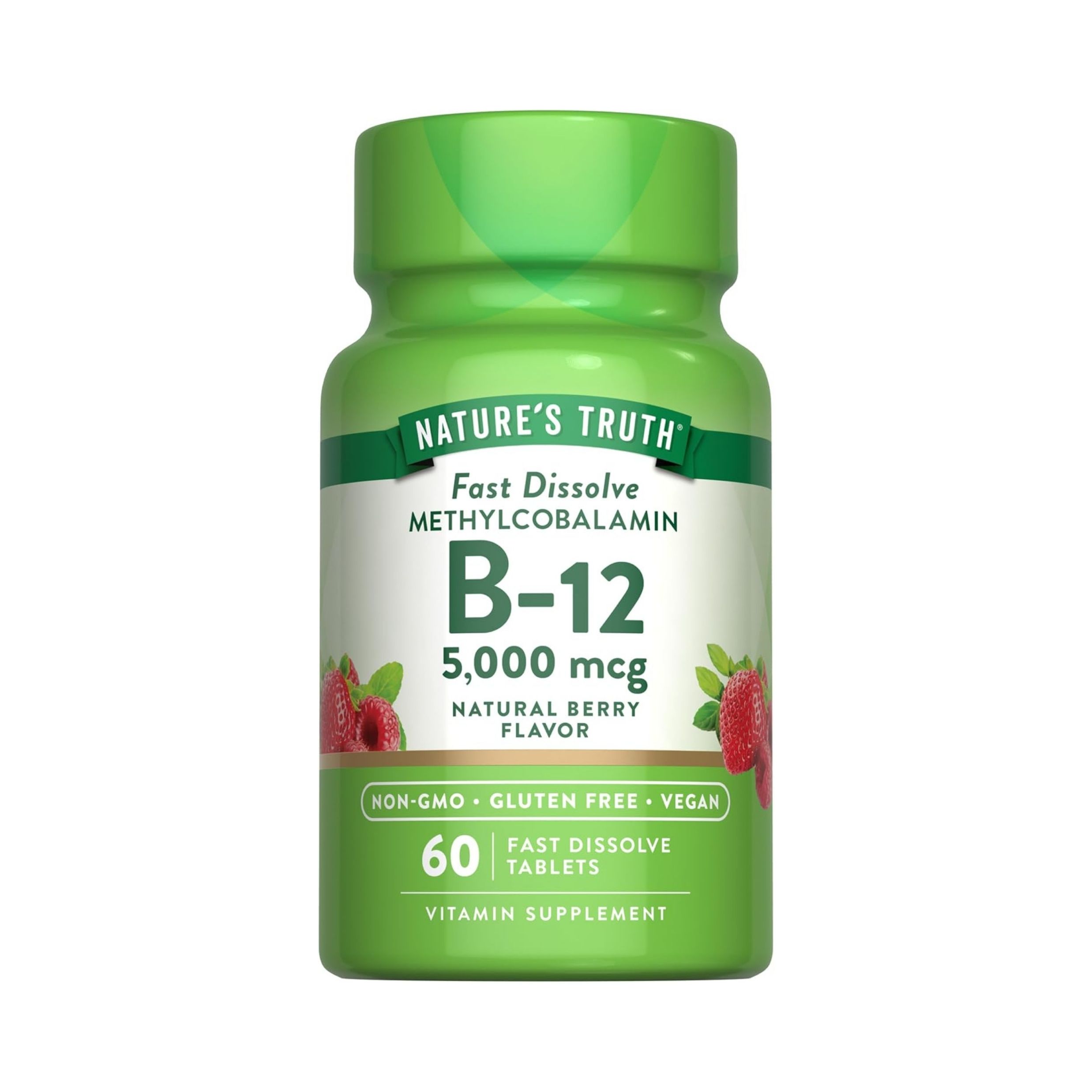 Nature's Truth Vitamin B-12, 5000 Mcg, Fast Dissolve Tablets, Natural Berry Flavor