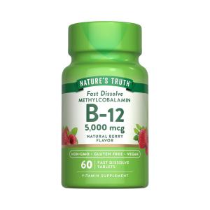 Nature's Truth Vitamin B-12, 5000 Mcg, Fast Dissolve Tablets, Natural Berry Flavor
