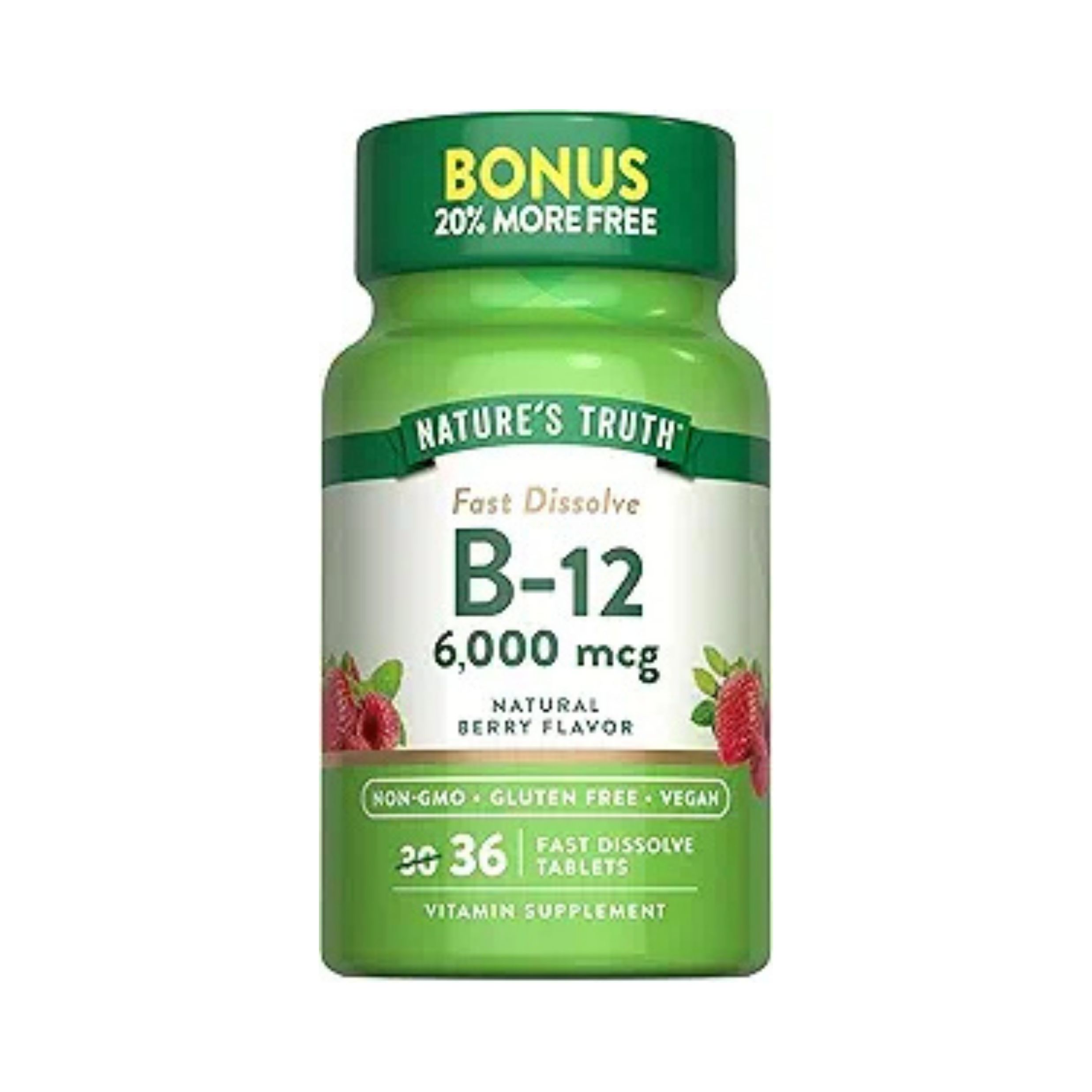 Nature's Truth Vitamin B-12 6000 Mcg, Fast Dissolve Tabs, Natural Berry Flavor