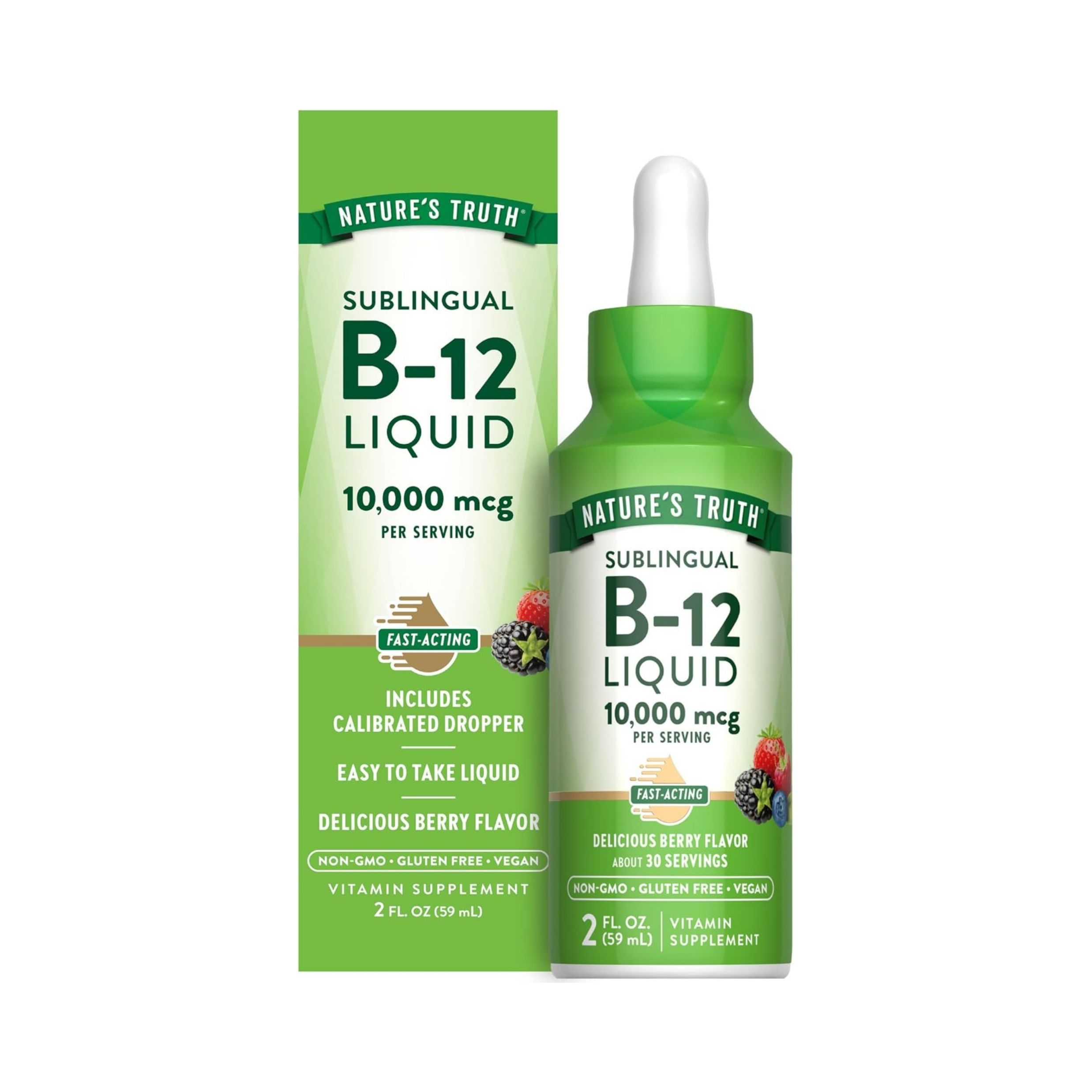 Nature's Truth Vitamin B 12, Sublingual, 1000 Mcg, Liquid, Delicious Berry Flavor 2 Fl Oz