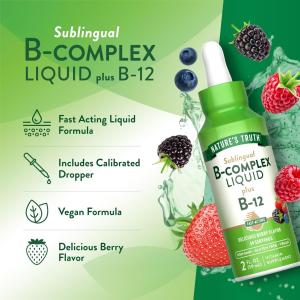 Nature's Truth Sublingual B Complex Liquid Plus B-12 Natural, Berry Flavor, 2 Oz