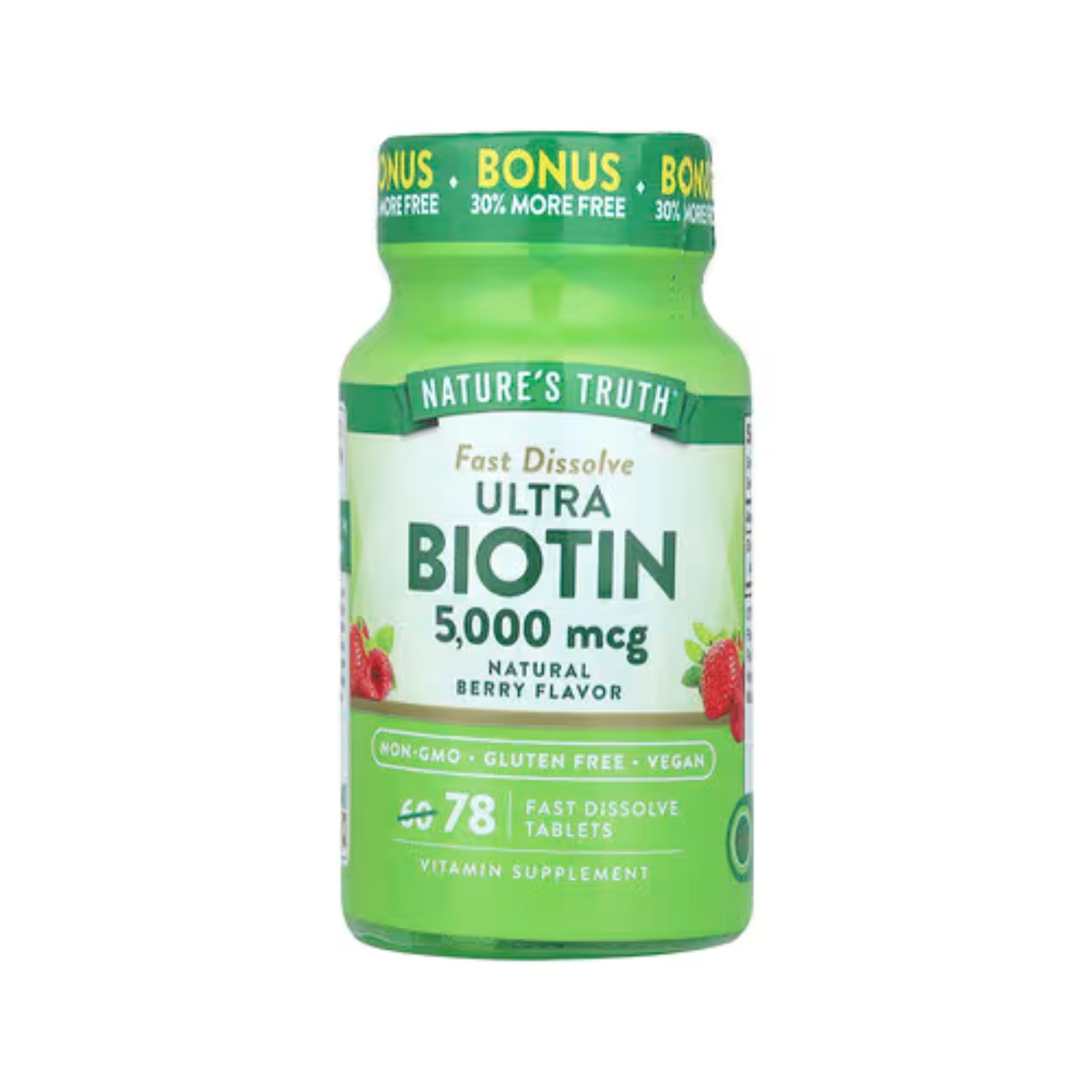 Nature's Truth Biotin, Ultra, Fast Dissolve, 5000 Mcg, Tablets, Natural Berry Flavor