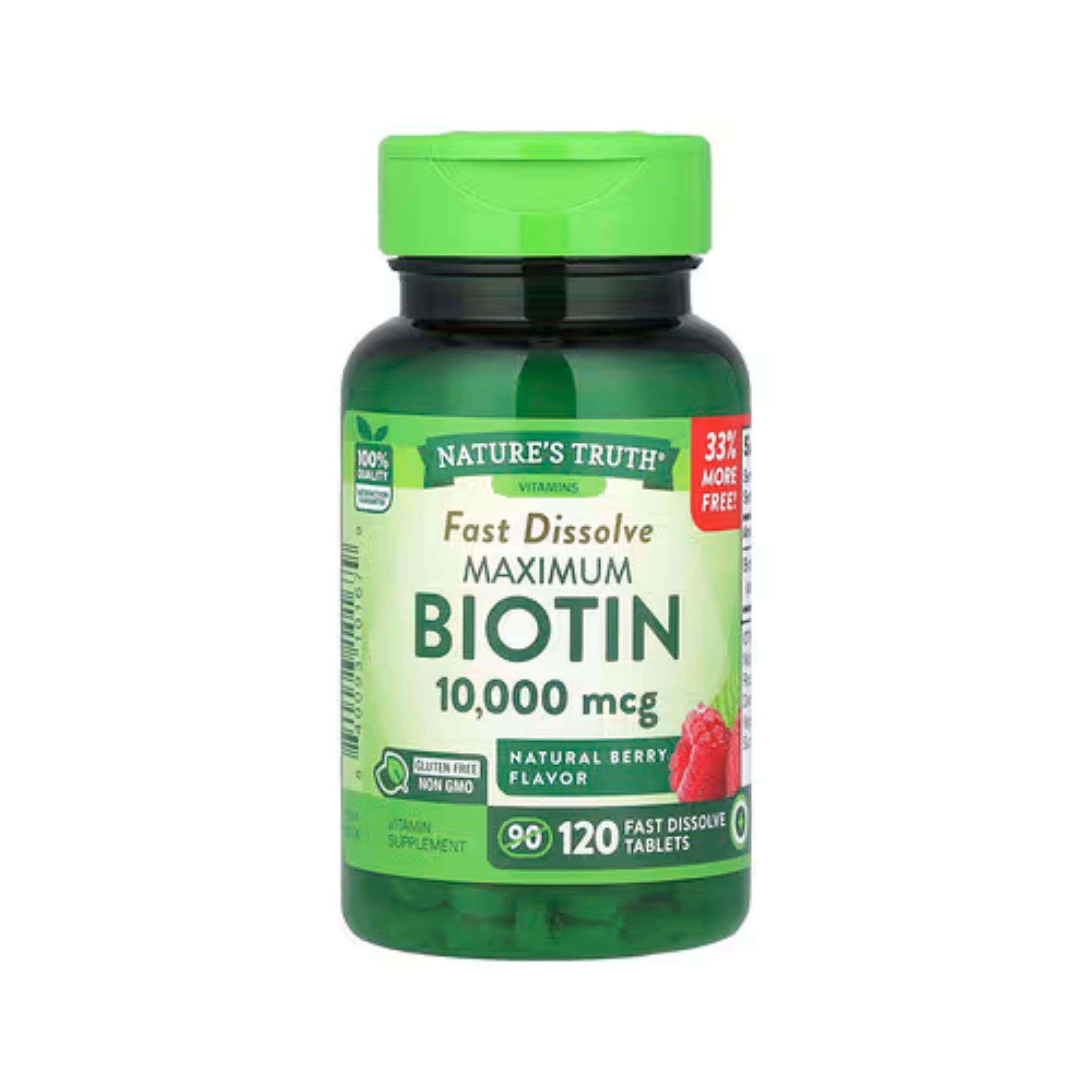 Nature's Truth Tablets Fast Dissolve Maximum Natural Berry Flavor 10,000 Mcg Biotin