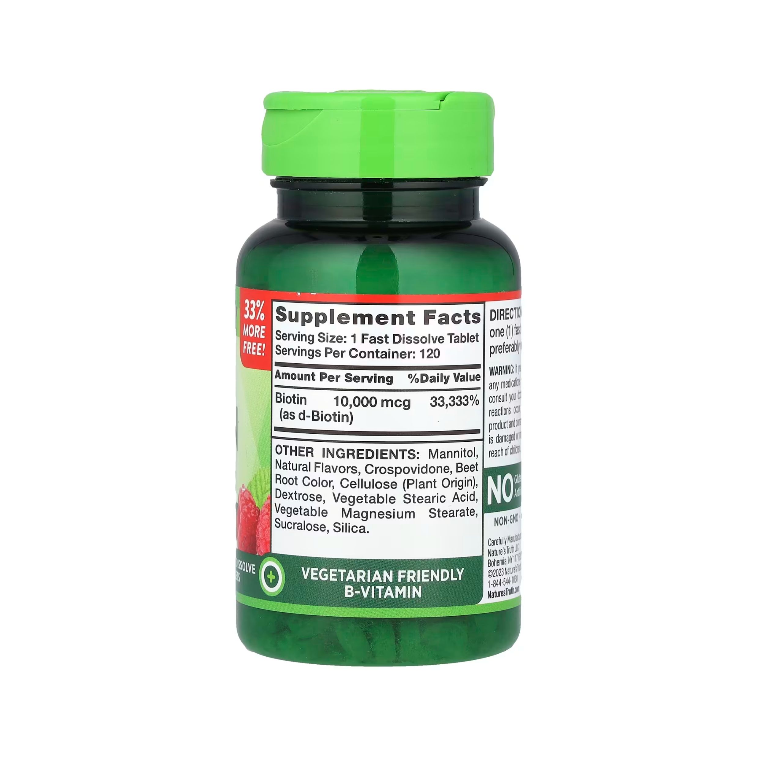 Nature's Truth Tablets Fast Dissolve Maximum Natural Berry Flavor 10,000 Mcg Biotin