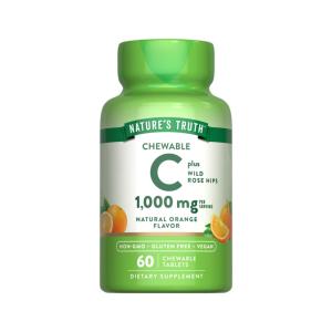 Nature's Truth Natural Orange Flavor Chewable Tablets 1000 Mg Plus Wild Rose Hips Vitamin C