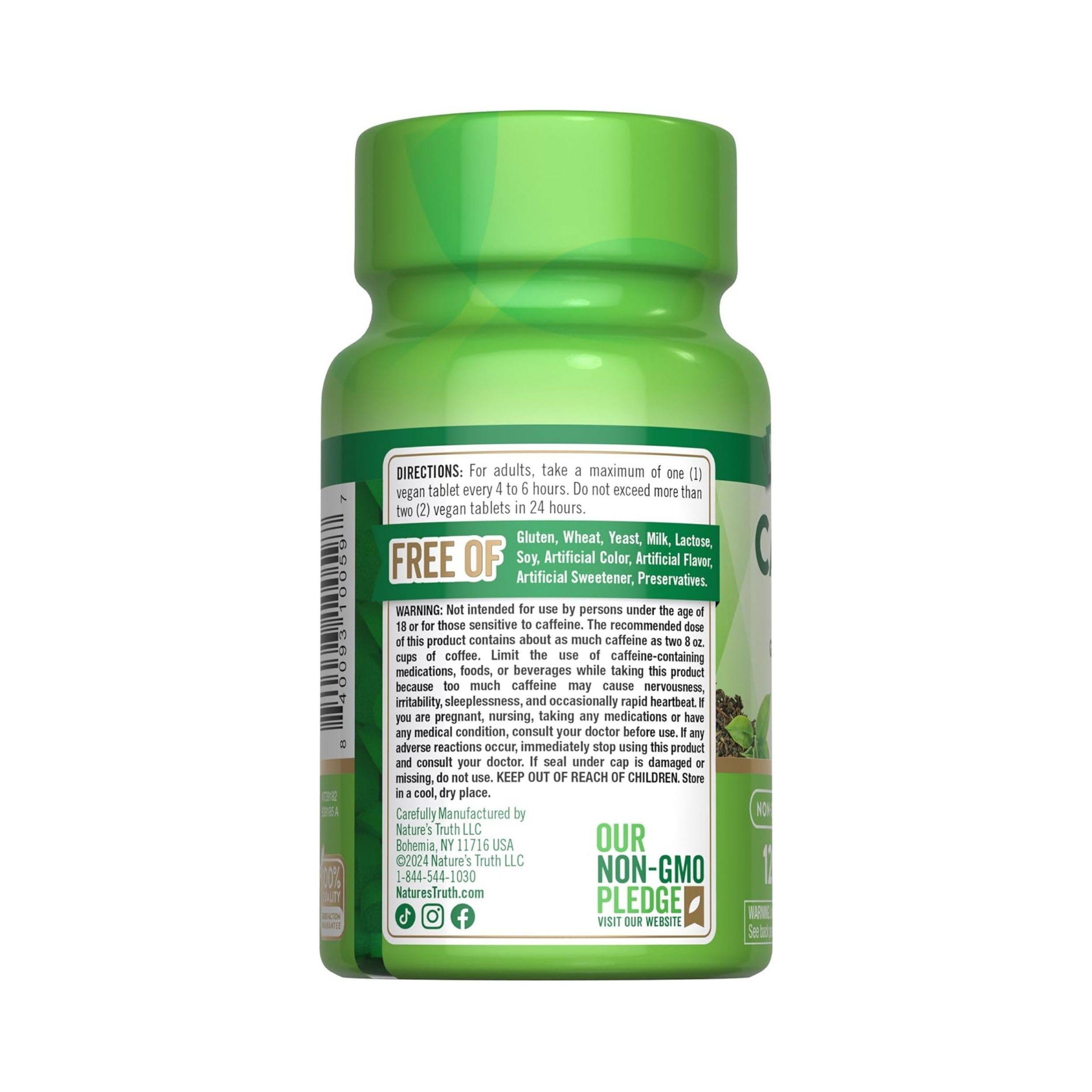 Nature's Truth Caffeine 200 Mg Plus Green Tea Extract Tablets