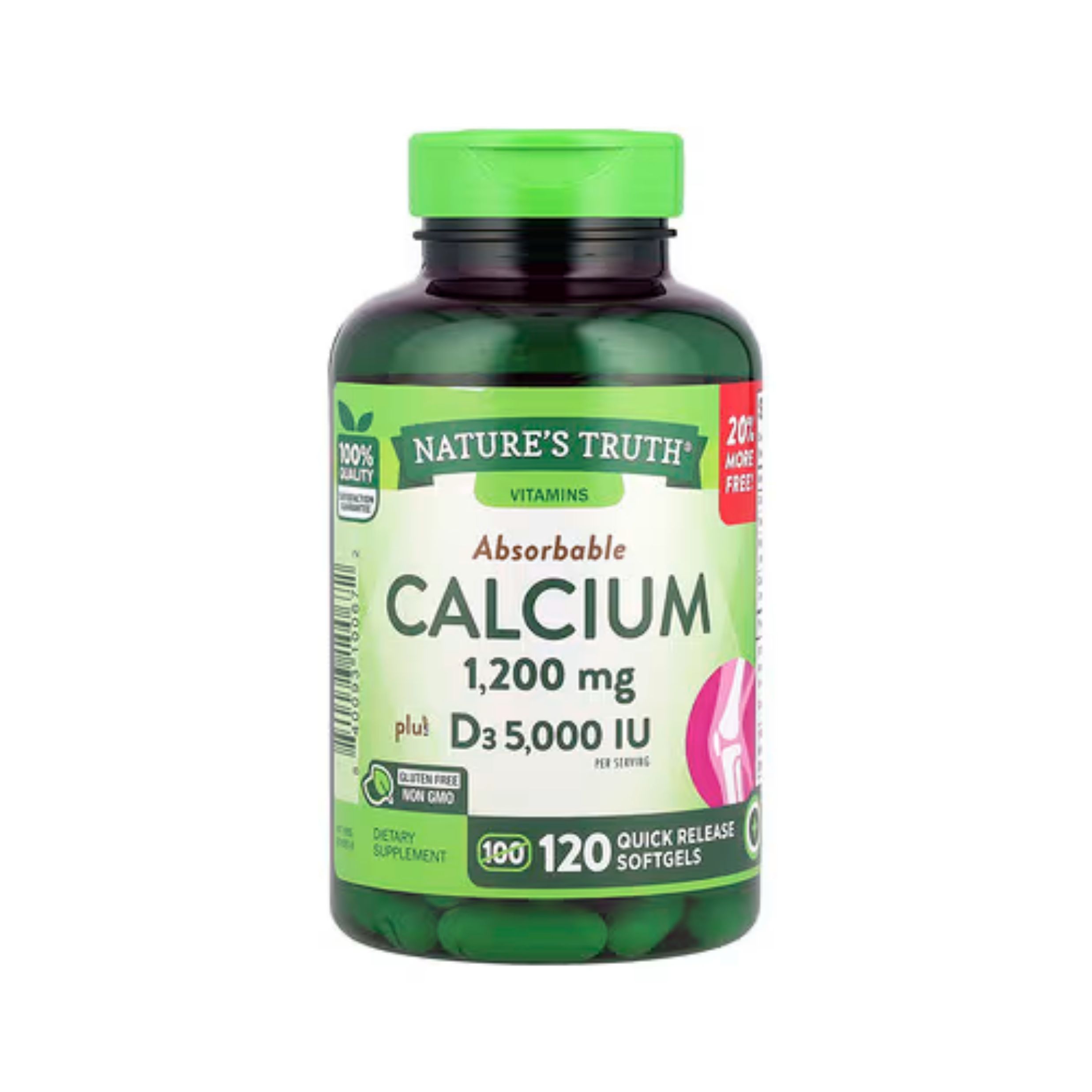 Nature's Truth Calcium, Plus D3, Absorbable, 1200 Mg, Quick Release Softgels