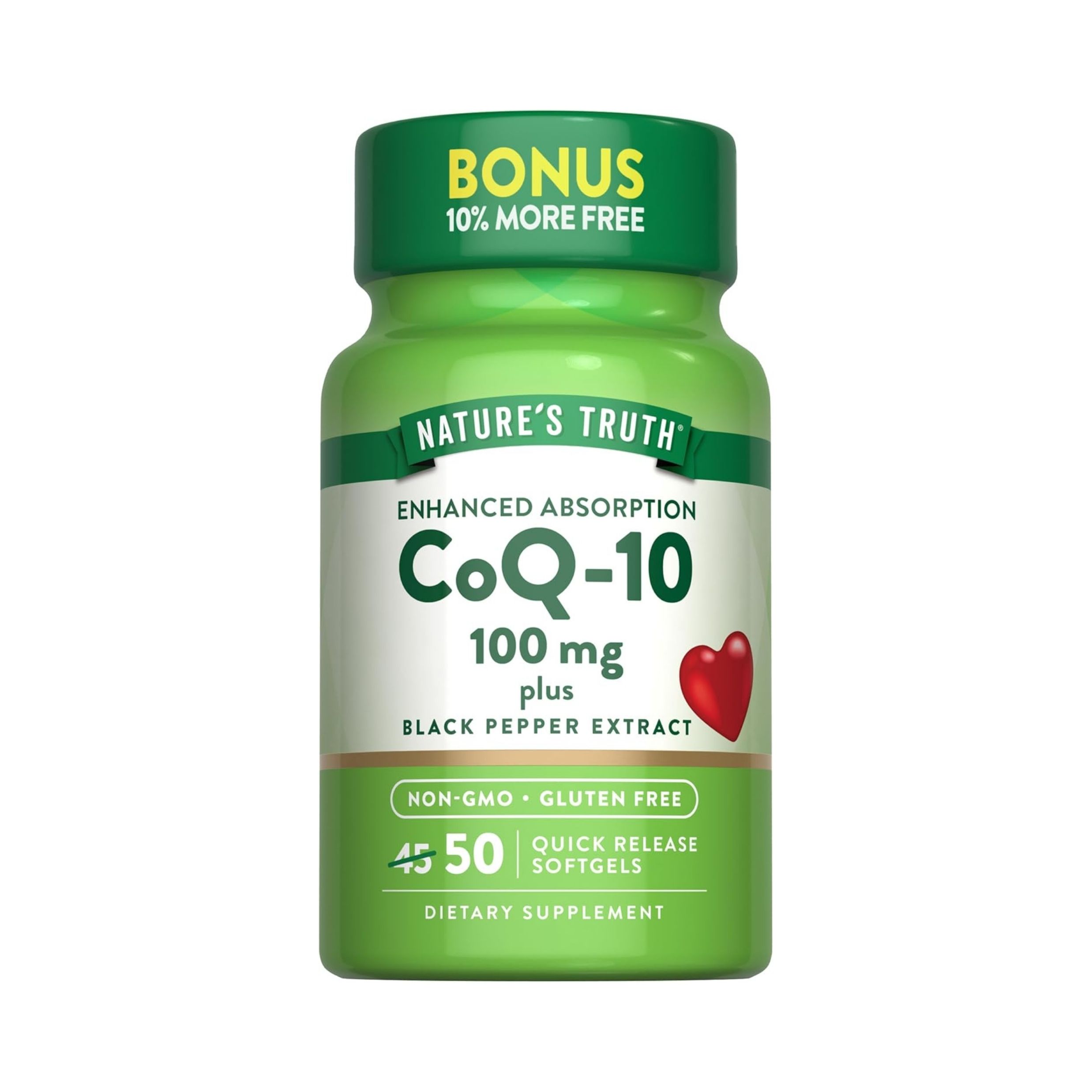 Nature's Truth Enhanced Absorption Co Q 10 100 Mg Plus Black Pepper Extract