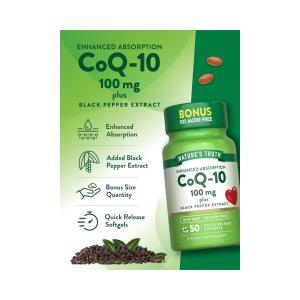 Nature's Truth Enhanced Absorption Co Q 10 100 Mg Plus Black Pepper Extract
