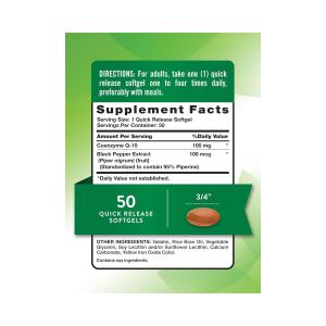 Nature's Truth Enhanced Absorption Co Q 10 100 Mg Plus Black Pepper Extract