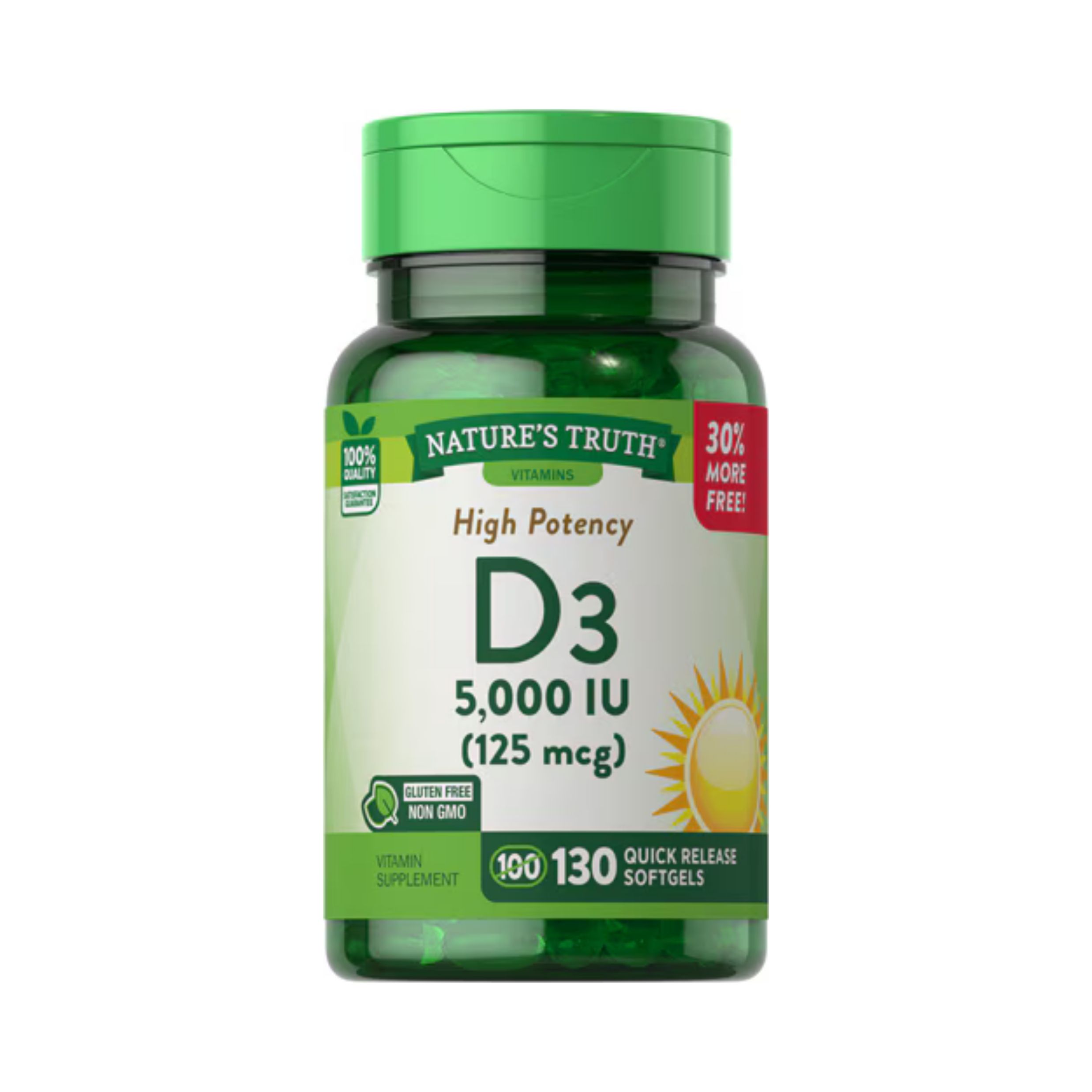 Nature's Truth Vitamin D3, High Potency, 125 Mcg, Quick Release Softgels