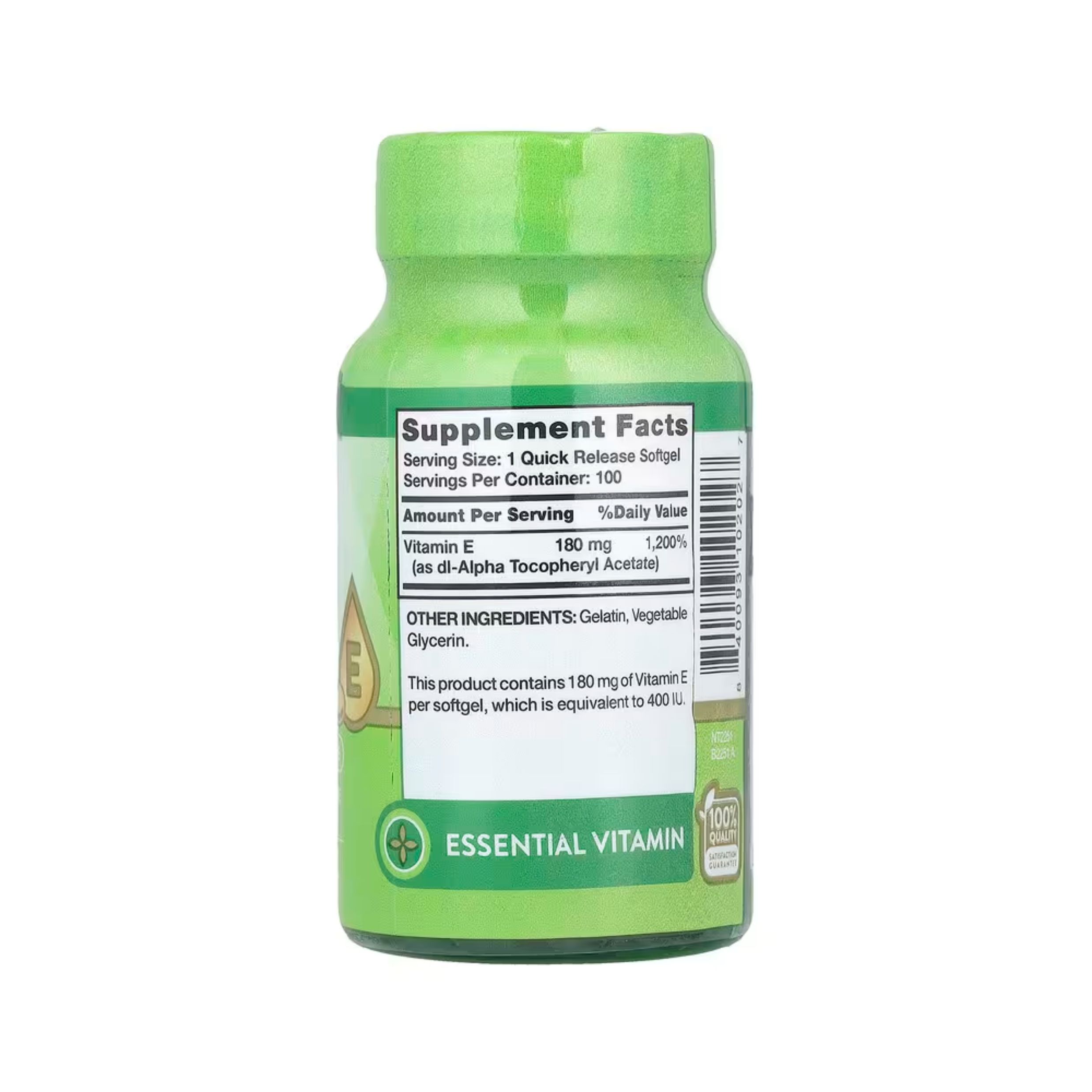 Nature's Truth Vitamin E, High Potency, 180 Mg, Quick Release Softgels