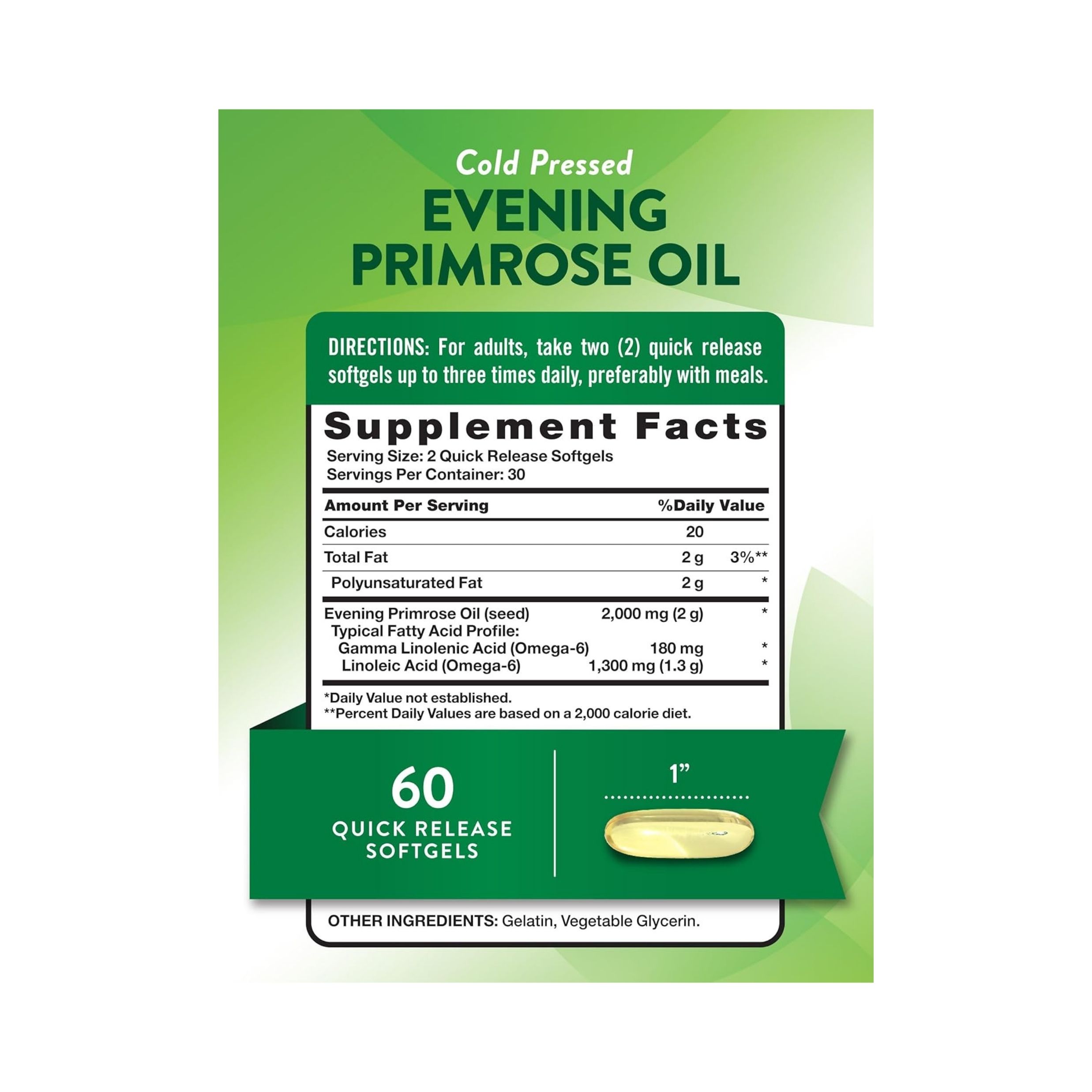 Nature's Truth Evening Primrose Oil 2,000mg Cold Pressed Quick Release Softgels 60ct