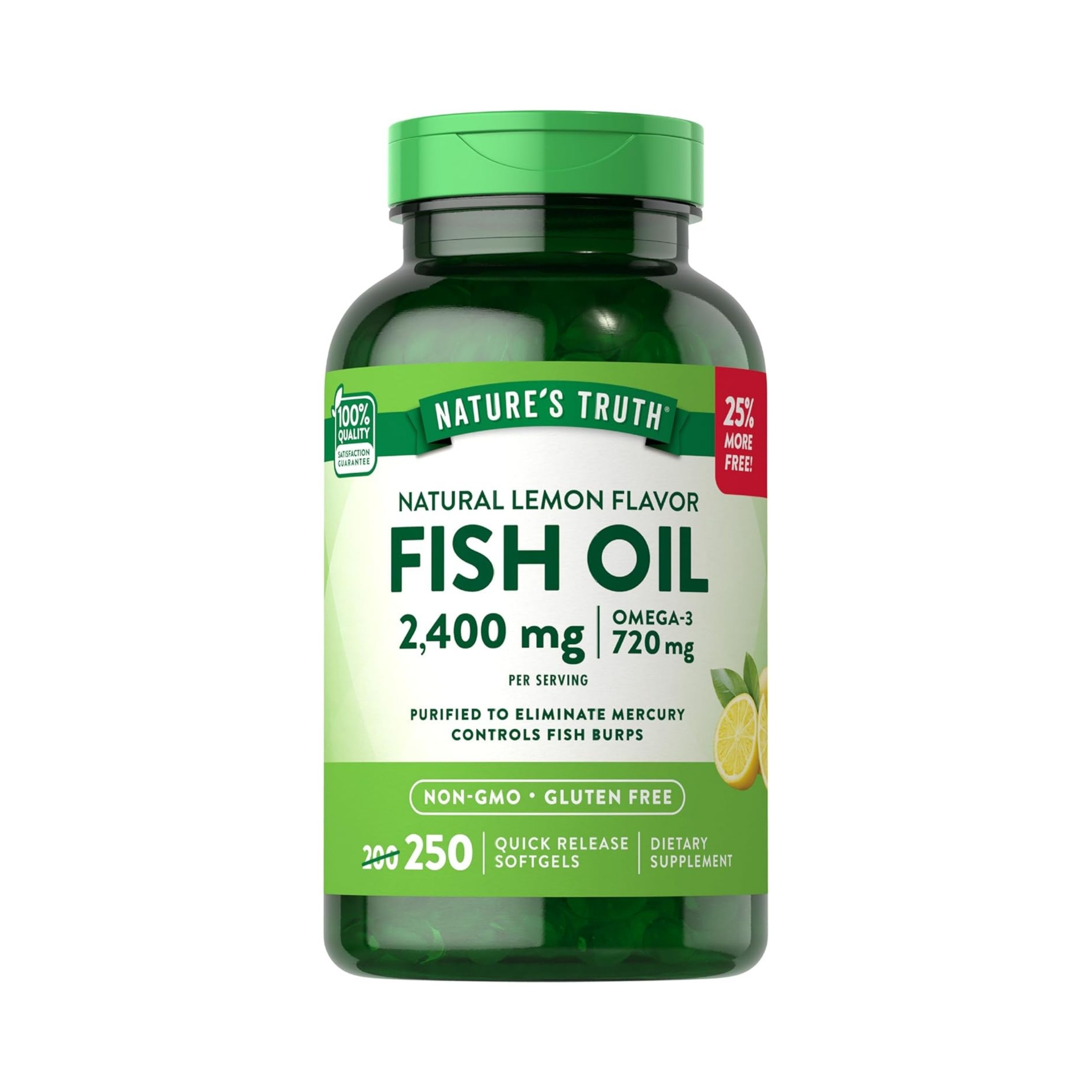 Nature's Truth Natural Lemon Flavor Fish Oil 2,400 Mg