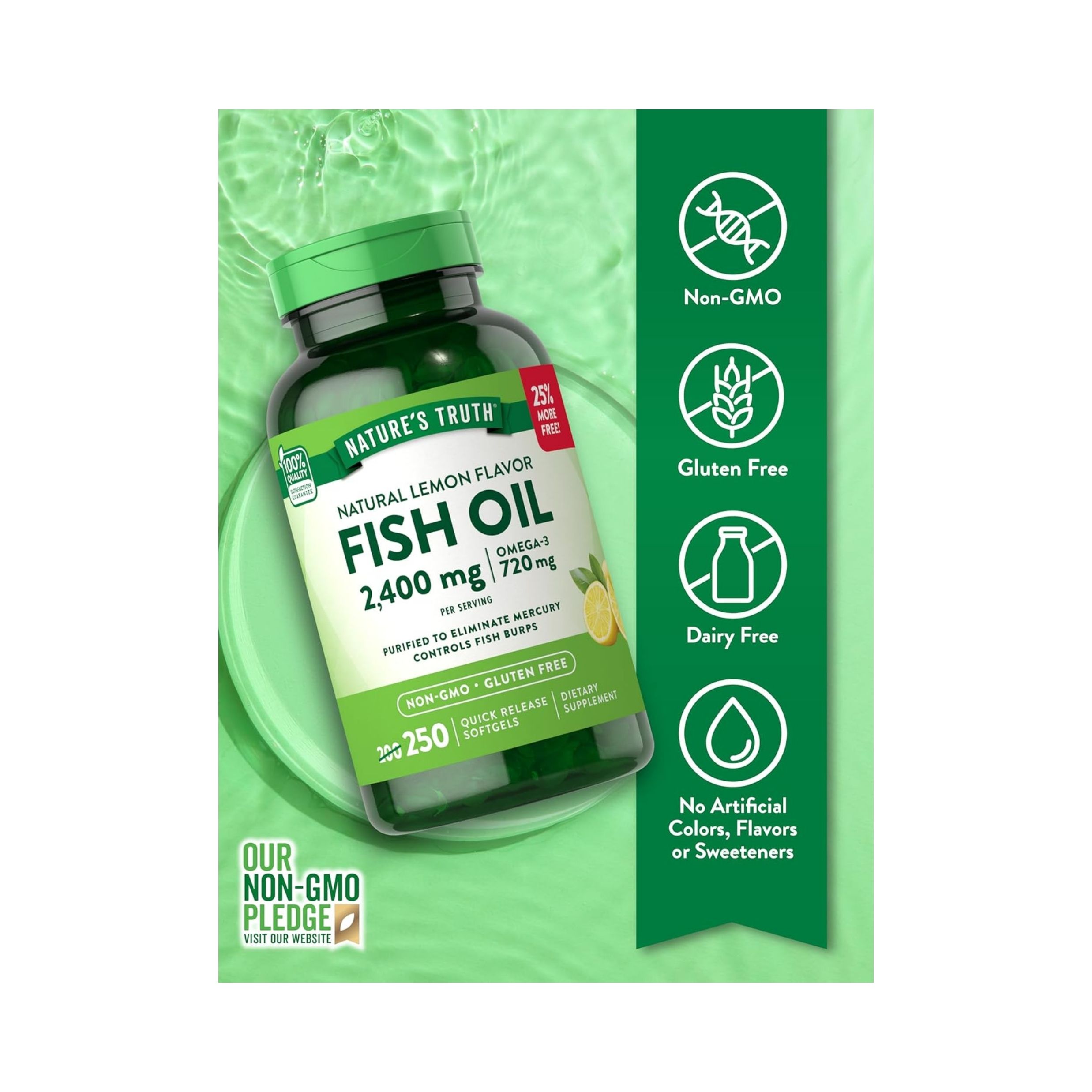 Nature's Truth Natural Lemon Flavor Fish Oil 2,400 Mg