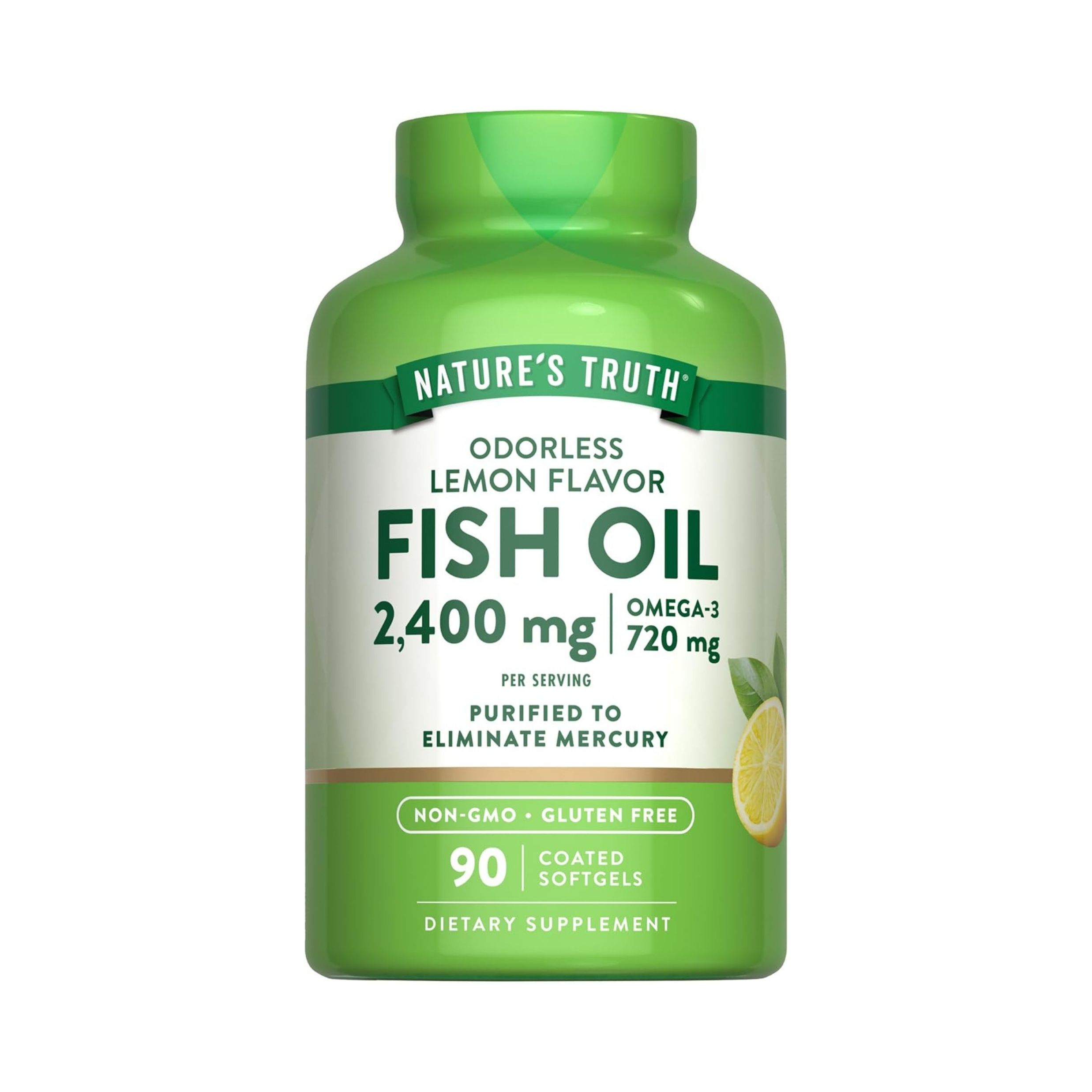 Nature's Truth Fish Oil, Odorless, 2,400 Mg, Softgels, Natural Lemon Flavor