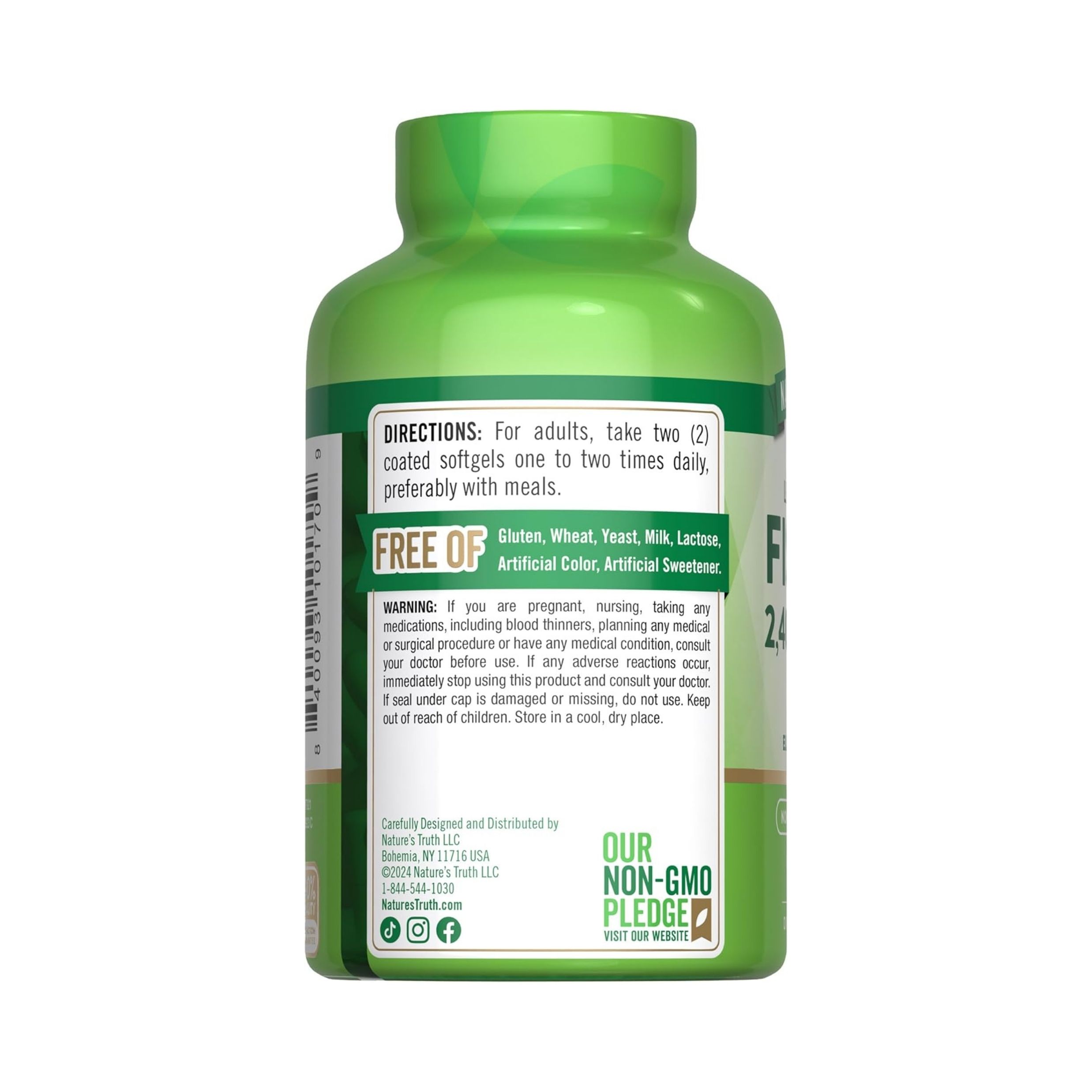 Nature's Truth Fish Oil, Odorless, 2,400 Mg, Softgels, Natural Lemon Flavor