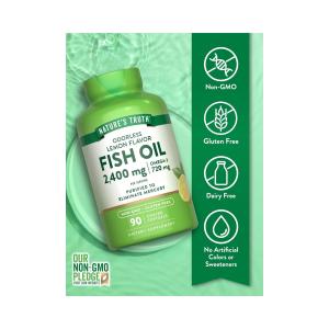 Nature's Truth Fish Oil, Odorless, 2,400 Mg, Softgels, Natural Lemon Flavor