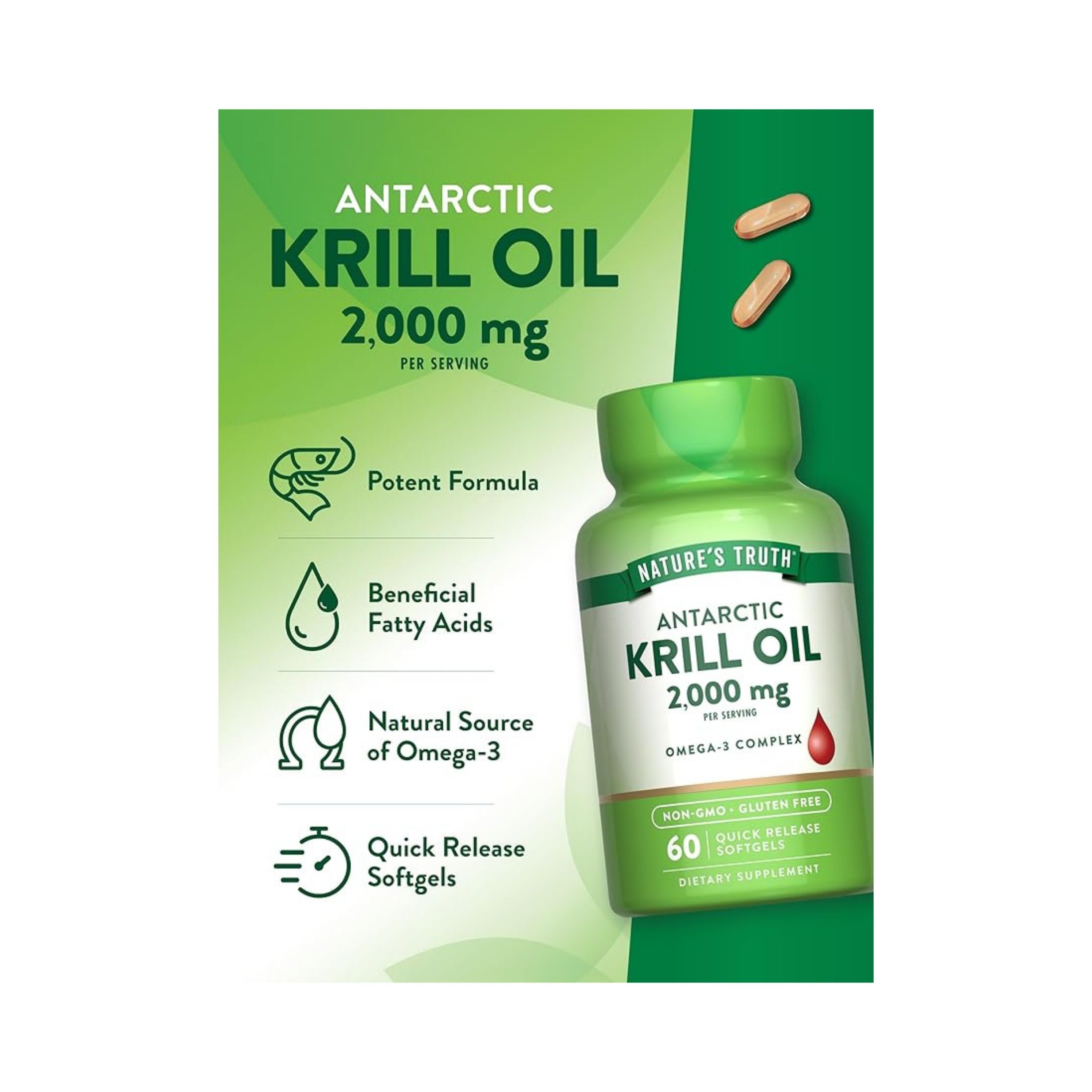 Nature's Truth Krill Oil, 100% Pure Red, 1000 Mg, Softgels