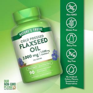 Nature's Truth Flaxseed Oil, Cold Pressed, 1000 Mg, Quick Release Softgels