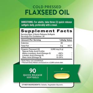Nature's Truth Flaxseed Oil, Cold Pressed, 1000 Mg, Quick Release Softgels