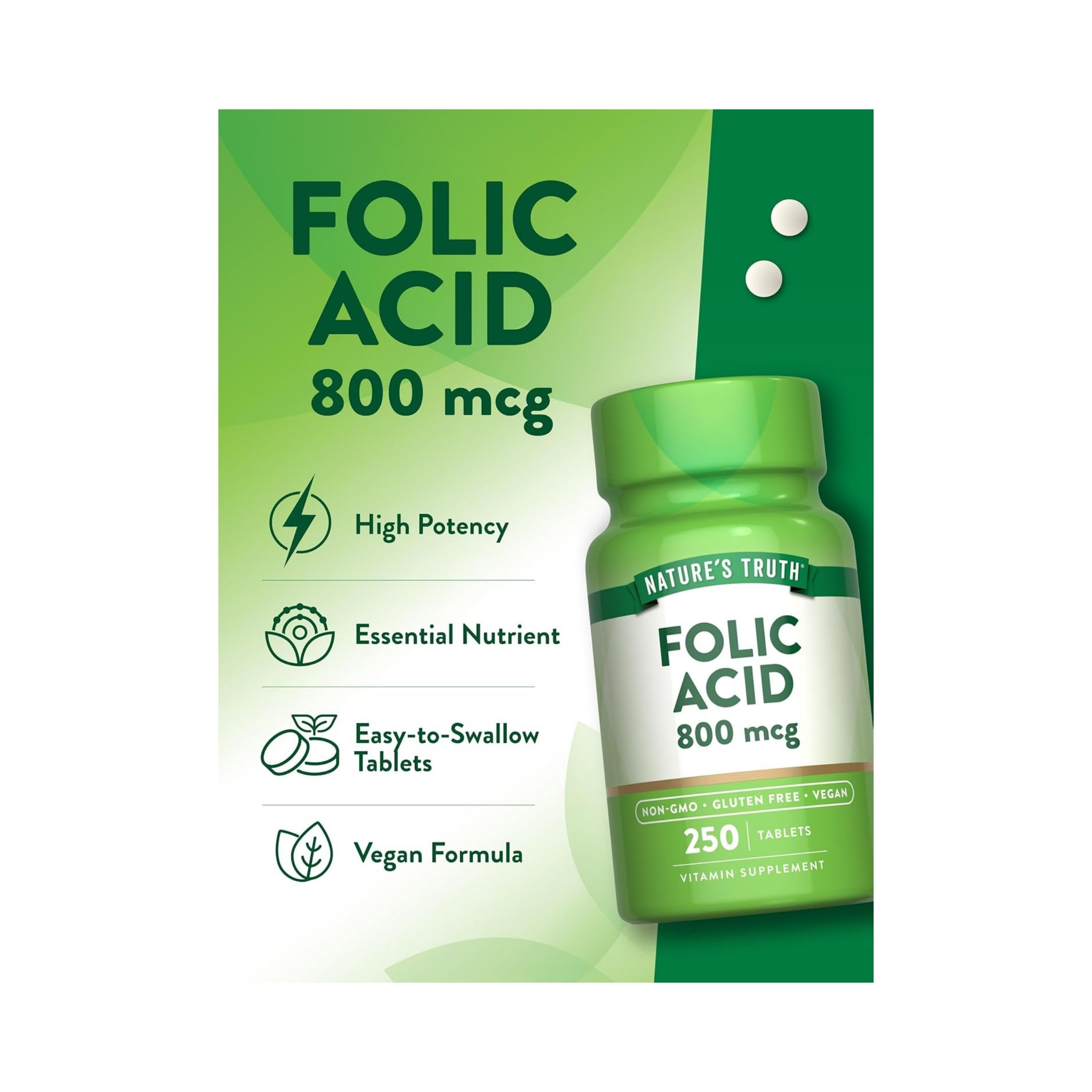 Nature's Truth Tablets 800 Mcg Folic Acid