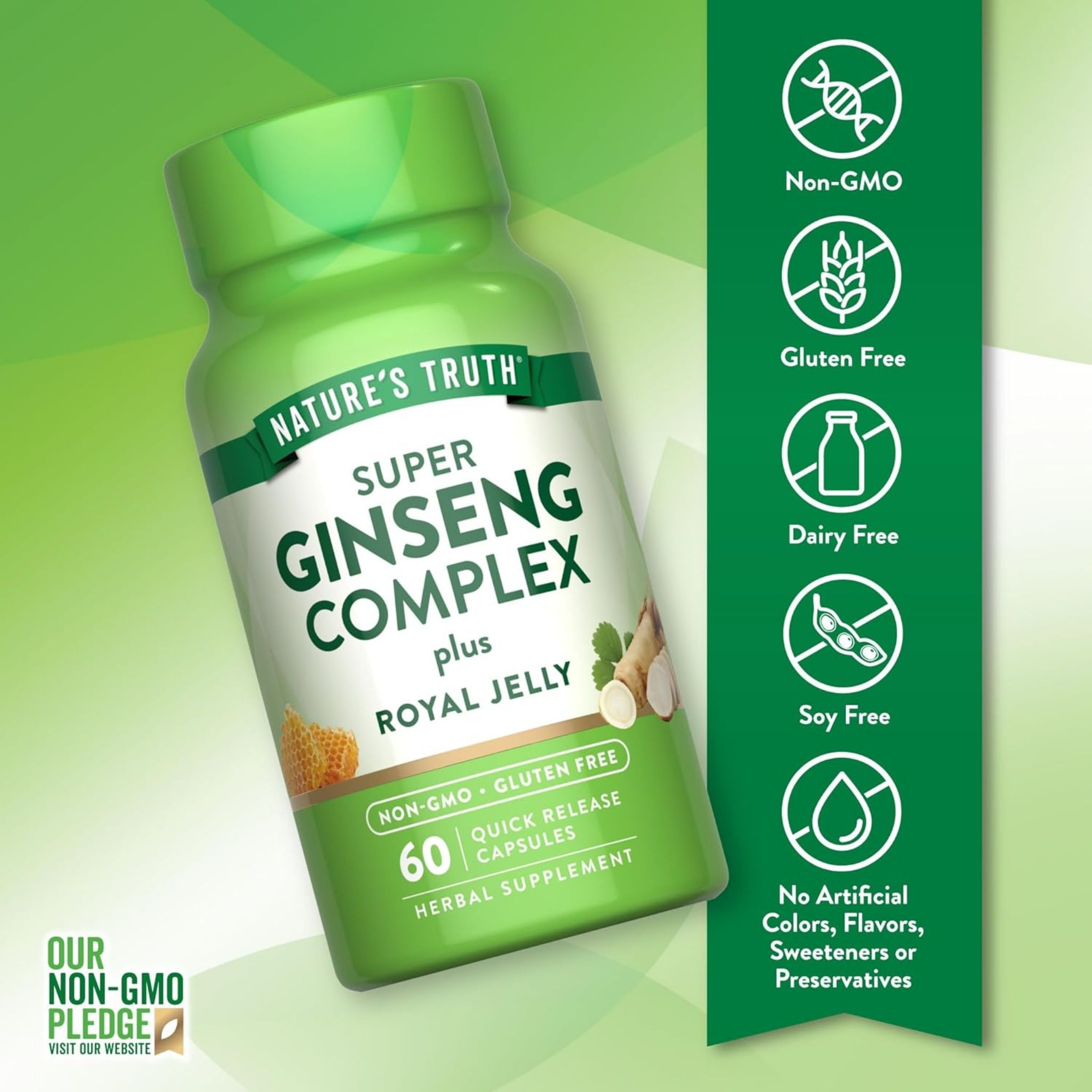 Nature's Truth Super Ginseng Complex Plus Royal Jelly 800 Mg Quick Release Capsules