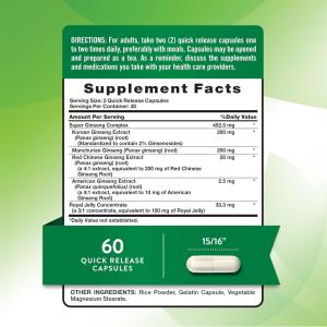 Nature's Truth Super Ginseng Complex Plus Royal Jelly 800 Mg Quick Release Capsules