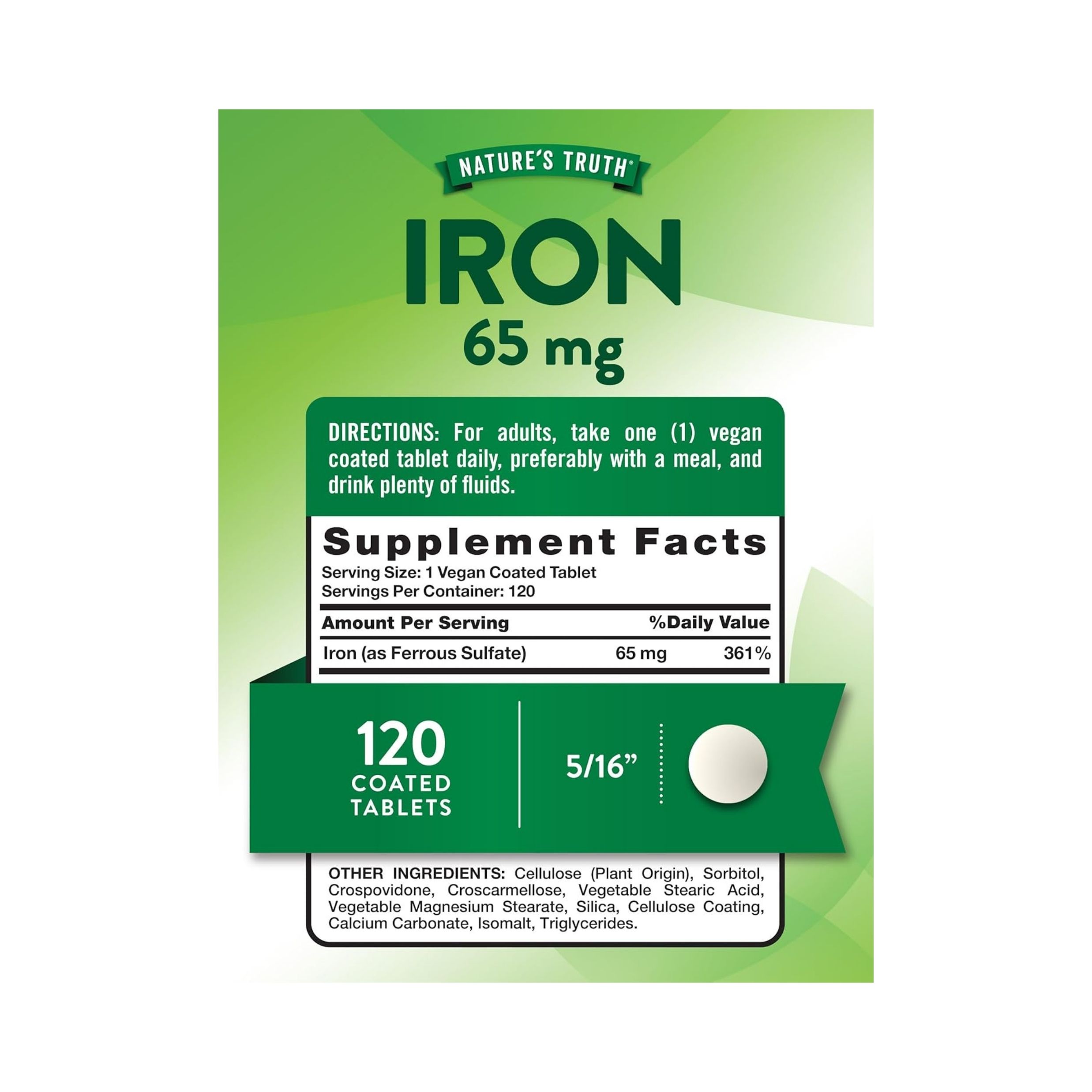 Nature's Truth Iron 65 Mg Ferrous Sulfate Coated Tablets